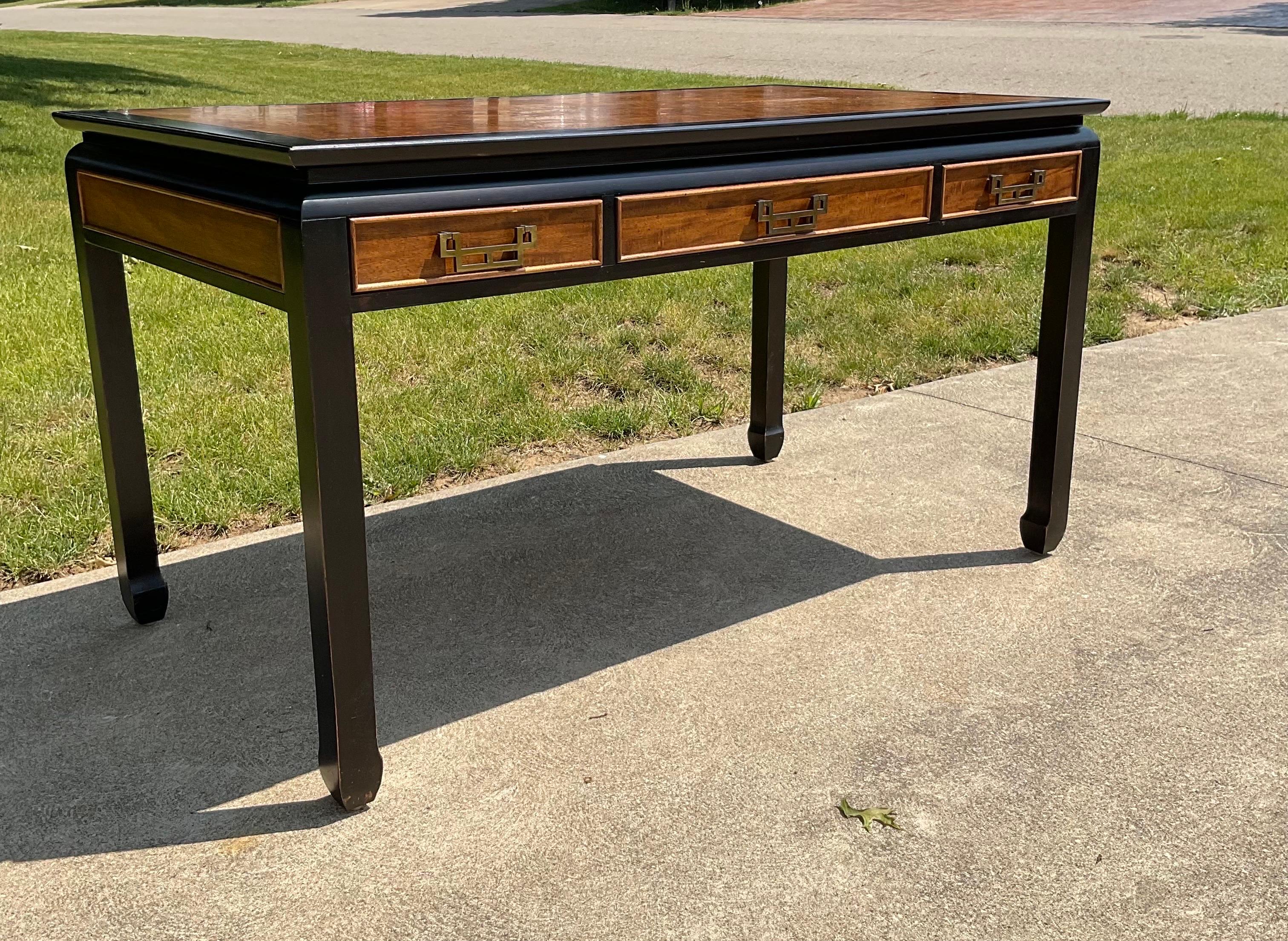 A coveted piece from Century Furniture’s Chin Hua Collection by Raymond Sabota, this beautifully crafted writing desk from the early 1970’s at the start of the collection, it’s striking in its simplicity and the Burled top is stunning.

Condition