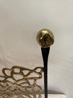1970's wrought iron and bronze fire screen