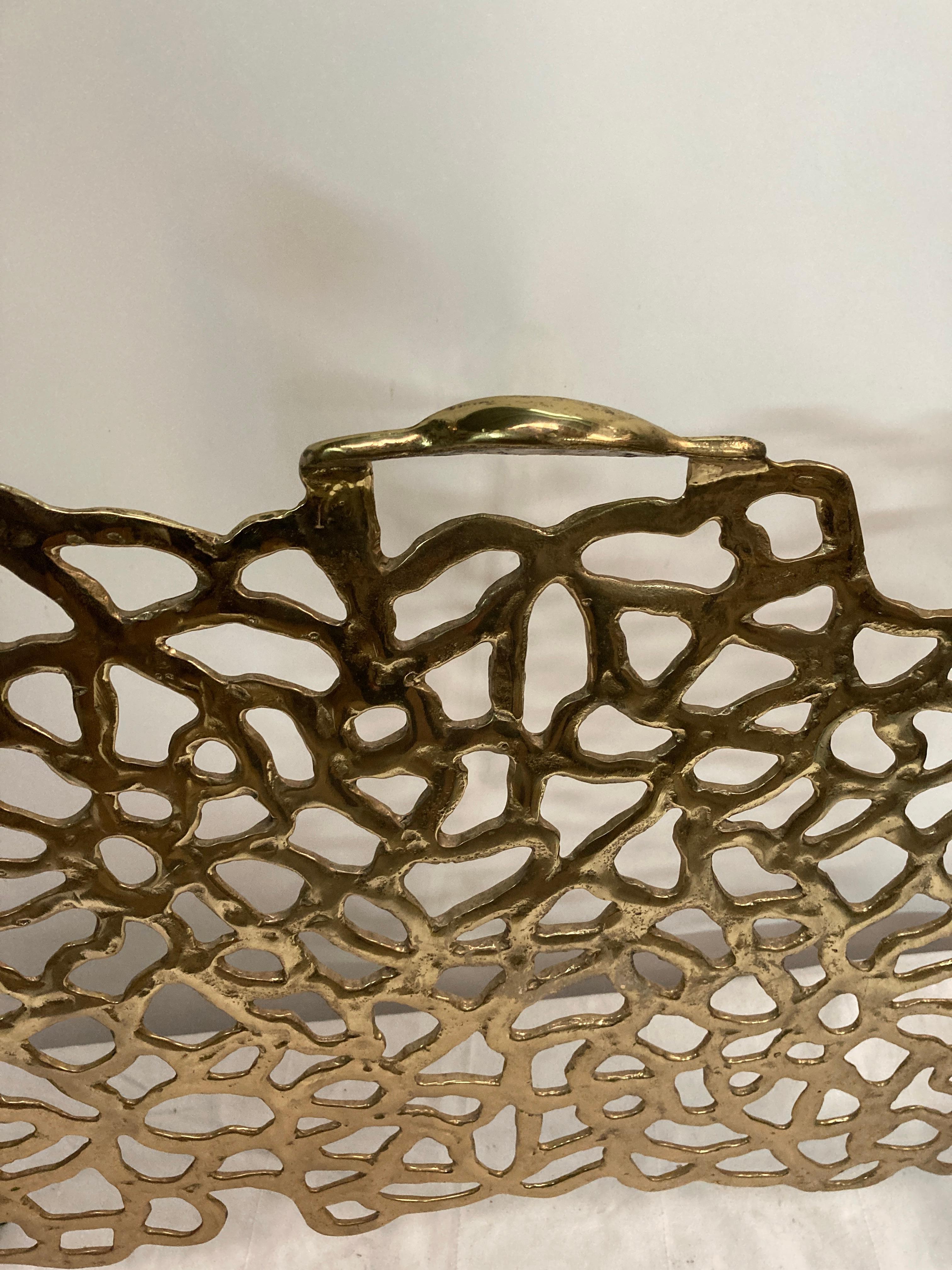 1970's wrought iron and bronze fire screen  In Good Condition For Sale In Bois-Colombes, FR