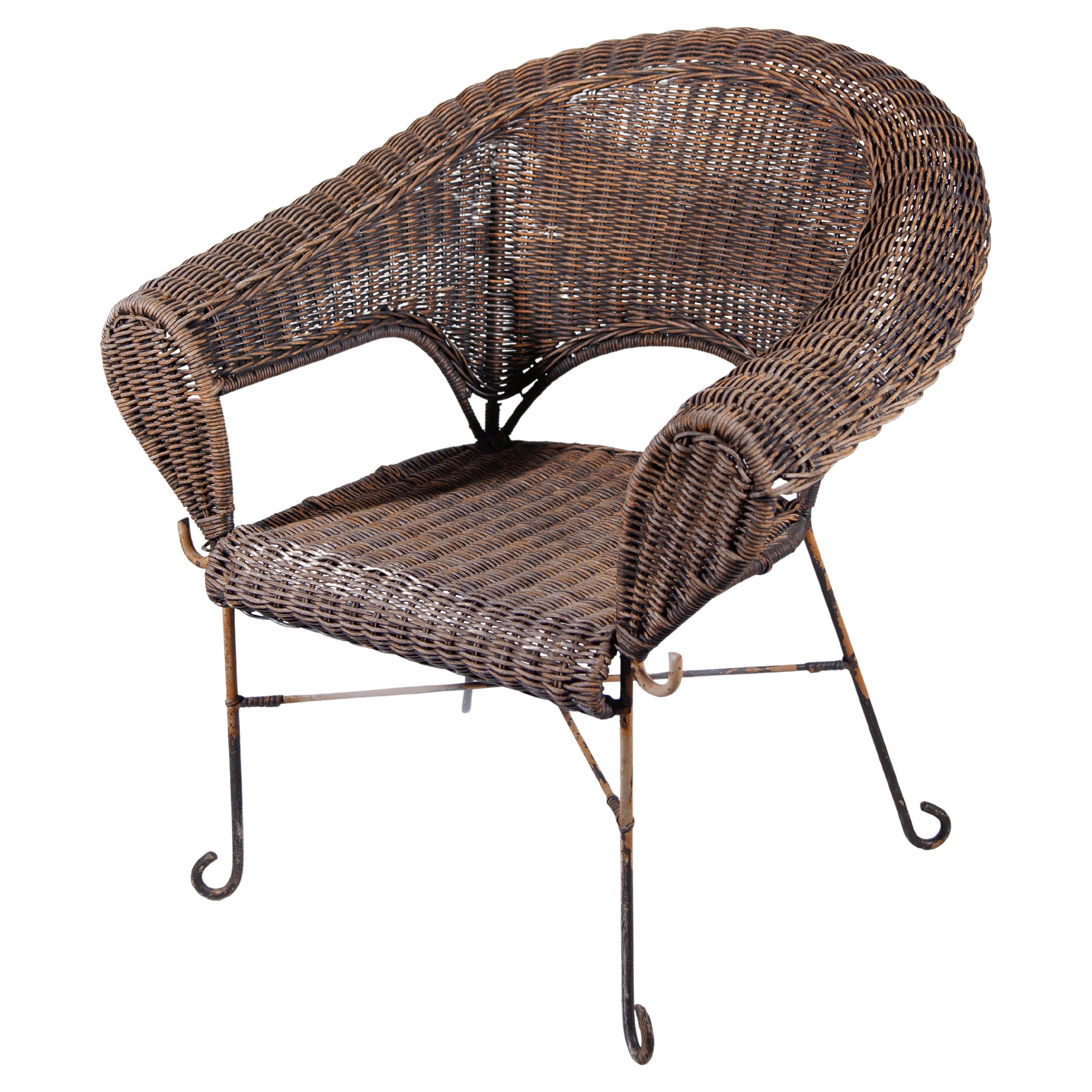 Sedia Wicker Works in ferro battuto degli anni '70