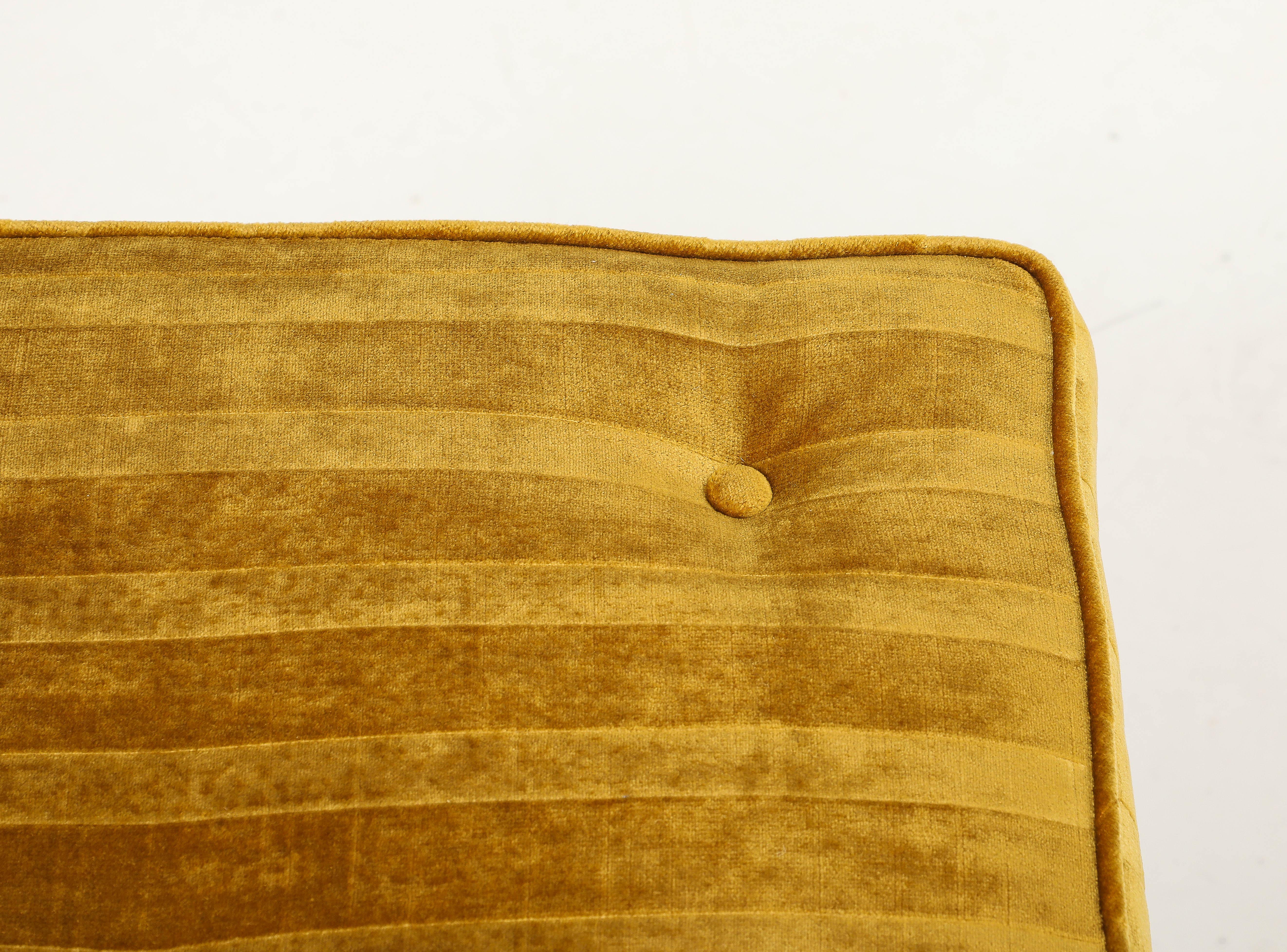 American 1970's X Base Ottomans In Velvet Upholstery Attributed To Milo Baughman For Sale