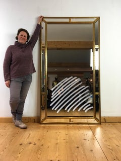 1970s XL Gilded Facet Mirror, Vertical or Horizontal by Deknudt Belgium