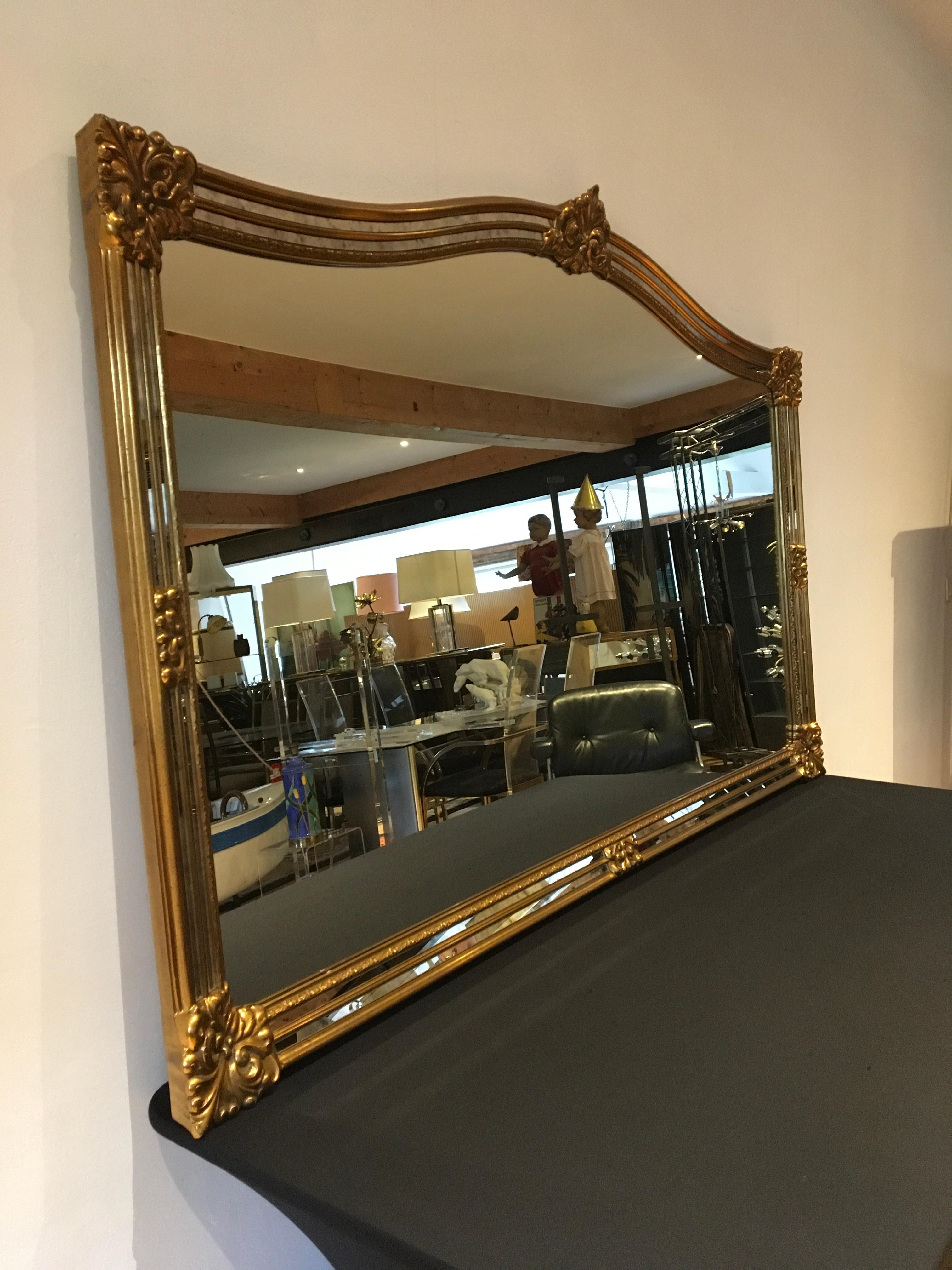 1970s XL Gilded Wall Mirror by Deknudt, Belgium For Sale 5