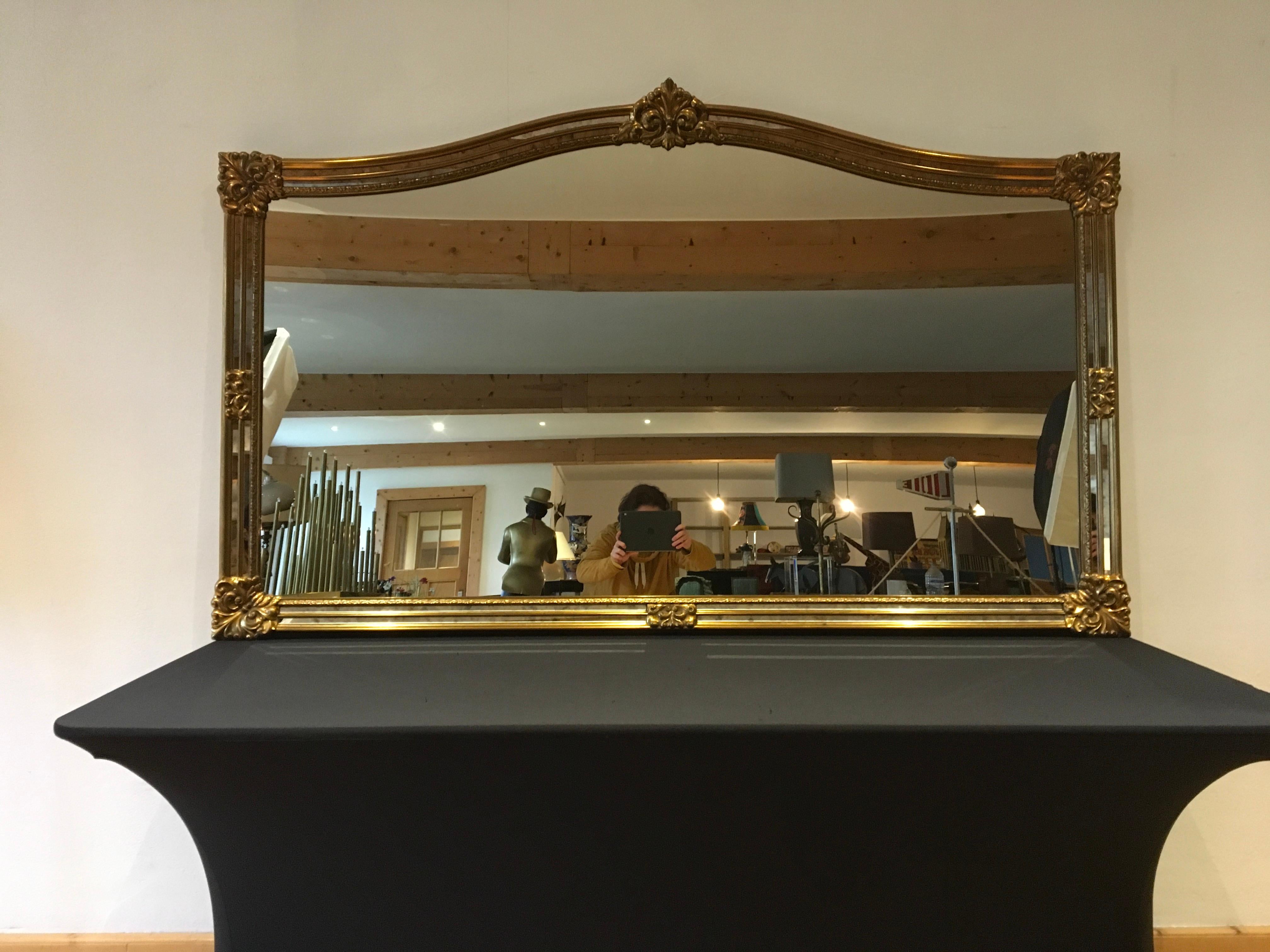 1970s XL Gilded Wall Mirror by Deknudt, Belgium For Sale 6