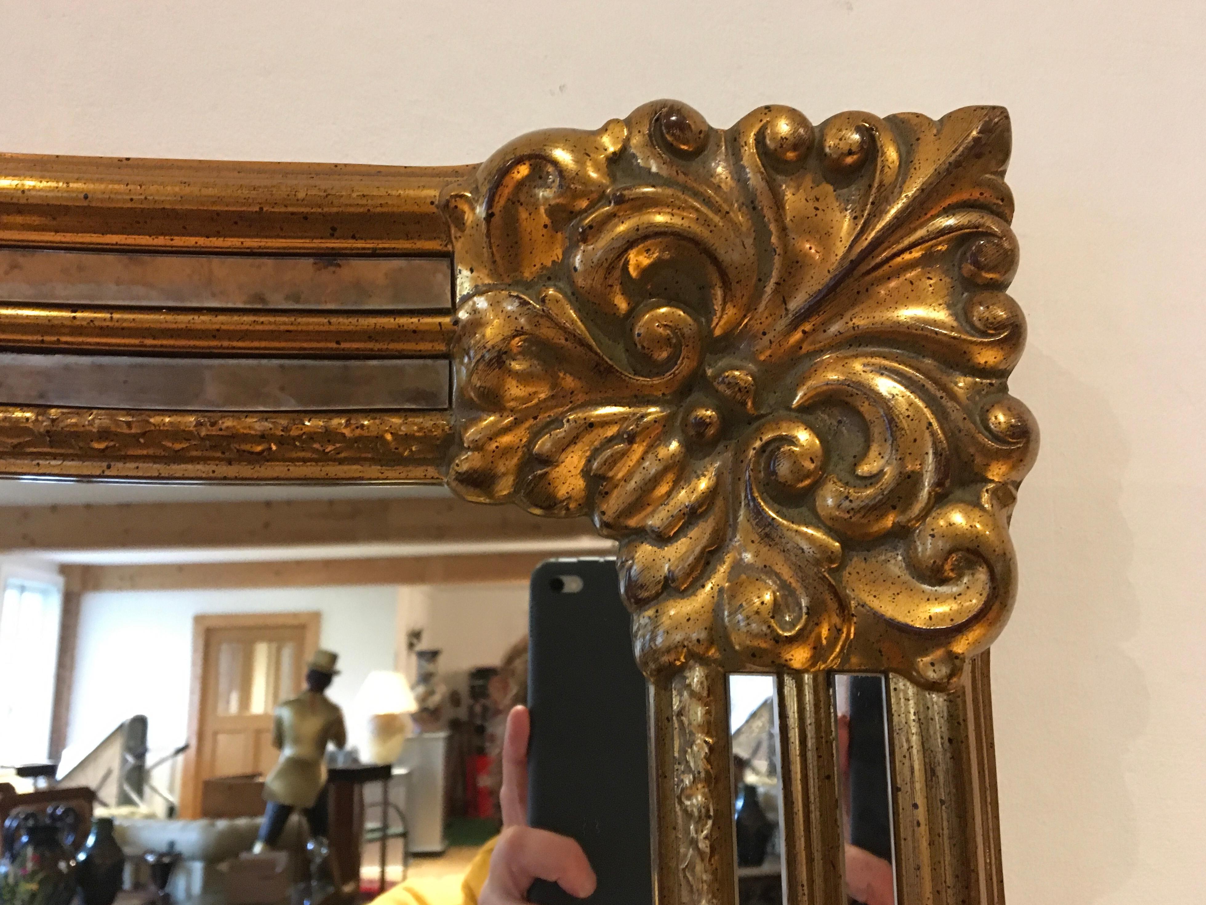 20th Century 1970s XL Gilded Wall Mirror by Deknudt, Belgium For Sale