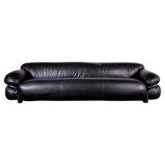 1970s XL Sesann Sofa by Gianfranco Frattini for Cassina in Black Leather