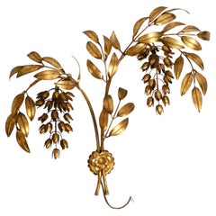 1970s XL wall lamp Modell Wisteria by Hans Kögl gilded metal 