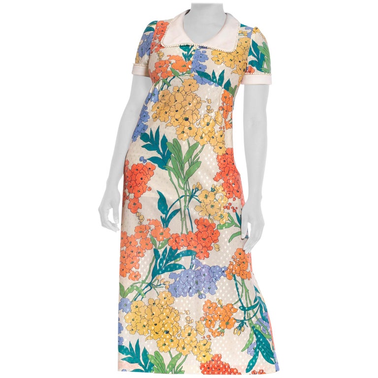 1970S Yellow and Blue On White Floral Polyester Jersey Empire Waist Dress With Sa For Sale at 1stDibs | yellow empire waist dress 1970S Yellow and Blue On White Floral Polyester Jersey Empire Waist Dress With Sa For Sale at 1stDibs | yellow empire waist dress