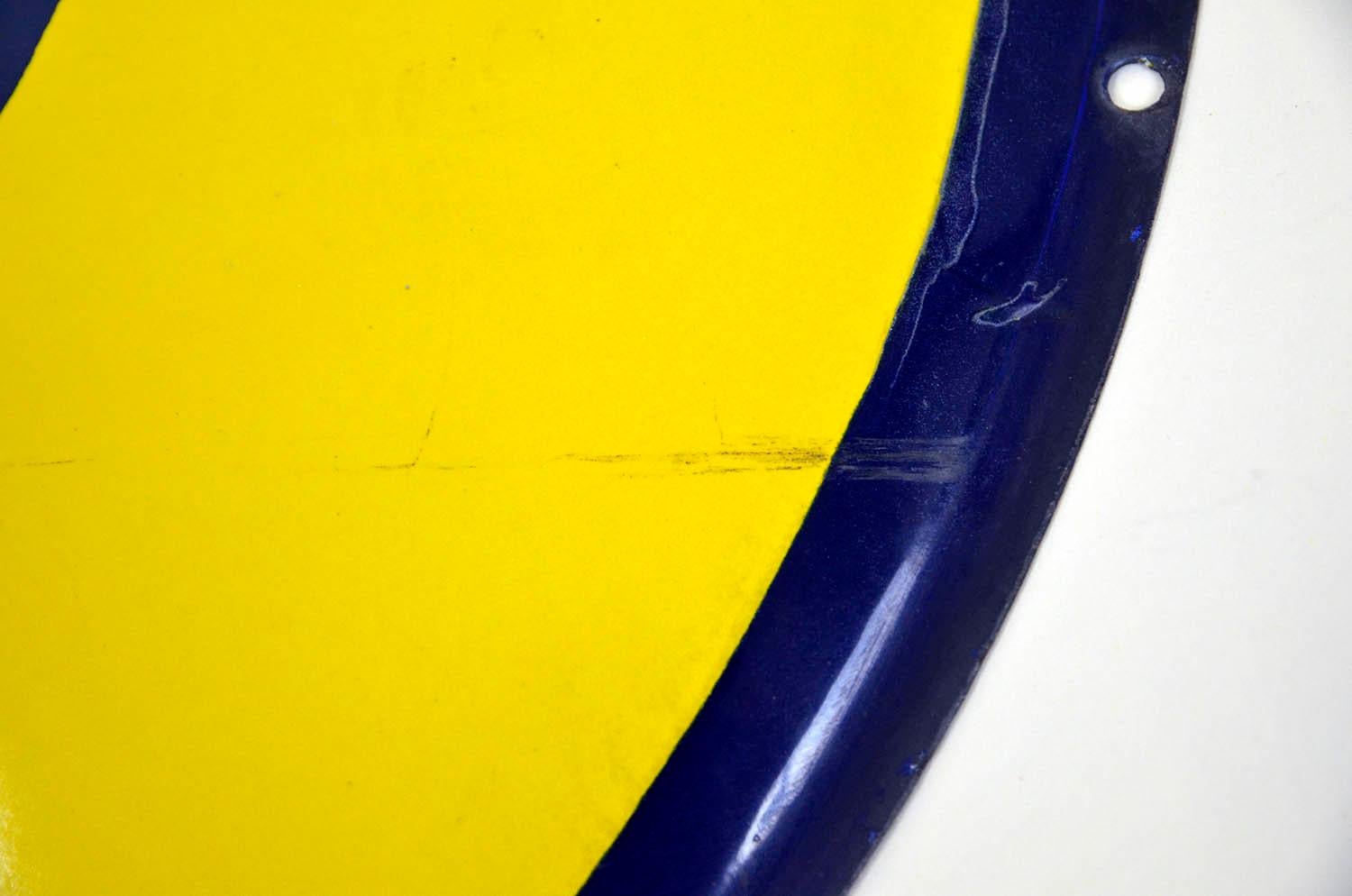 1970s Yellow Curved Enamel Metal Vintage Italian Telephone Sign, Sip 1