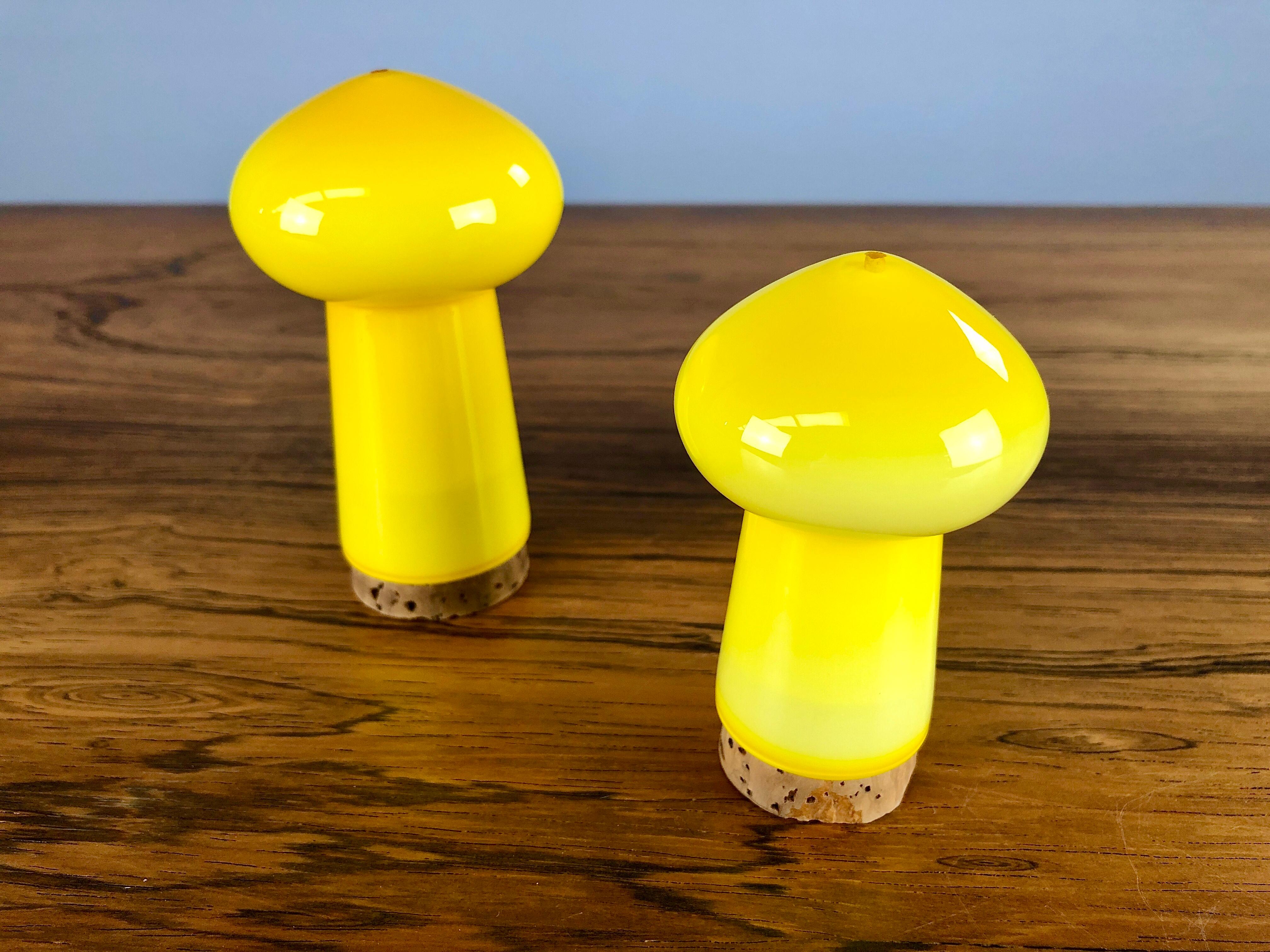 Scandinavian Modern 1970s Yellow Danish Salt and Pepper Set  in Glass by Michael Bang for Holmegaard For Sale
