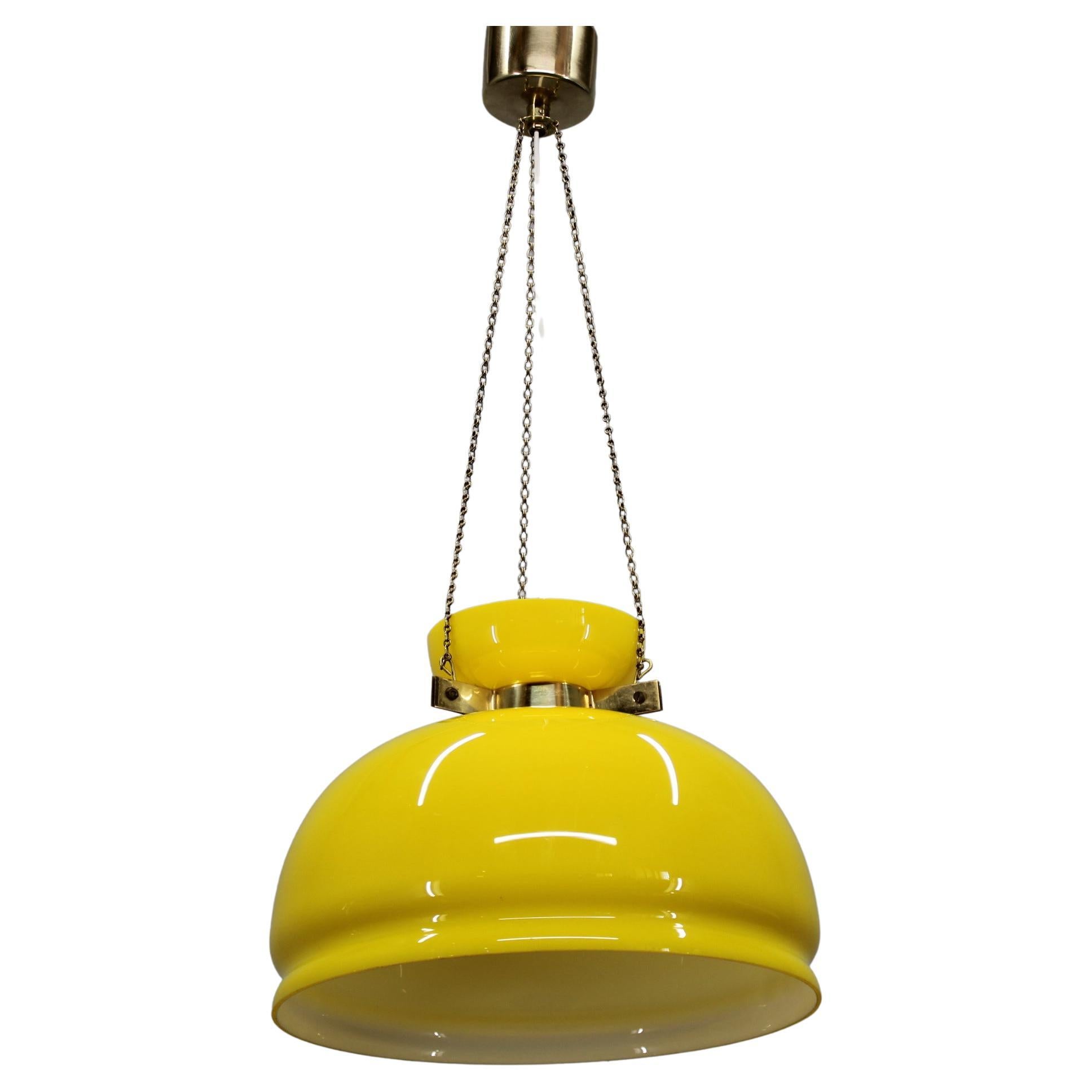 Lampada a sospensione in vetro giallo degli anni '70, Cecoslovacchia in vendita