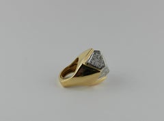 1970s Yellow Gold and Diamond geometric Ring