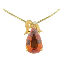 Retro 1970s Yellow Gold and Imperial Topaz Pendant Necklace by H Stern 18 Karat Gold