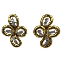 Orecchini a clip astratti con diamanti in oro giallo del 1970