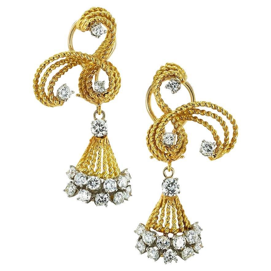 Chopard Happy Diamonds Hearts Yellow Gold Long Drop ClipOn Earrings 84