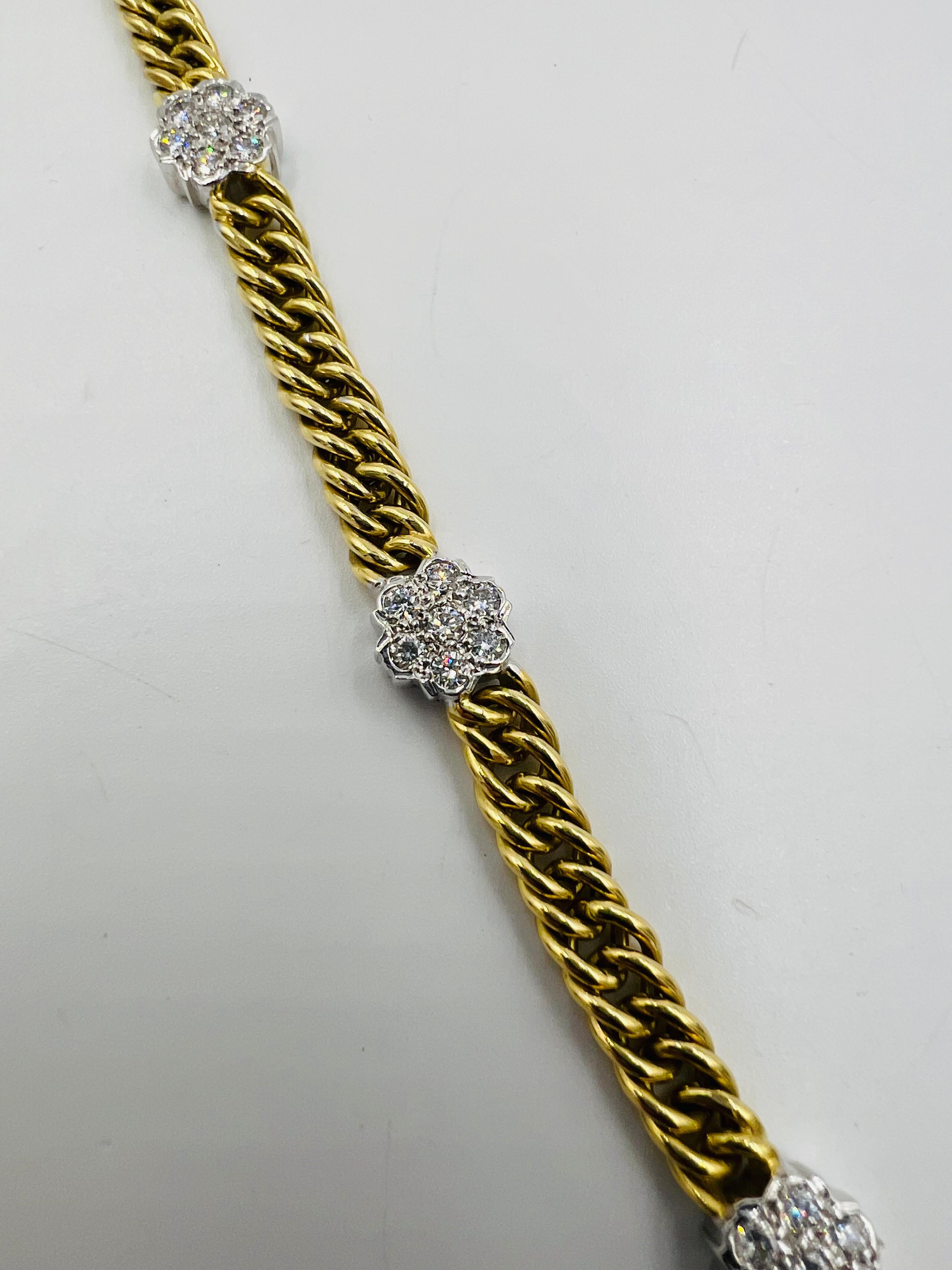 1970s Yellow Gold Diamond Link Bracelet In Good Condition For Sale In Los Angeles, CA