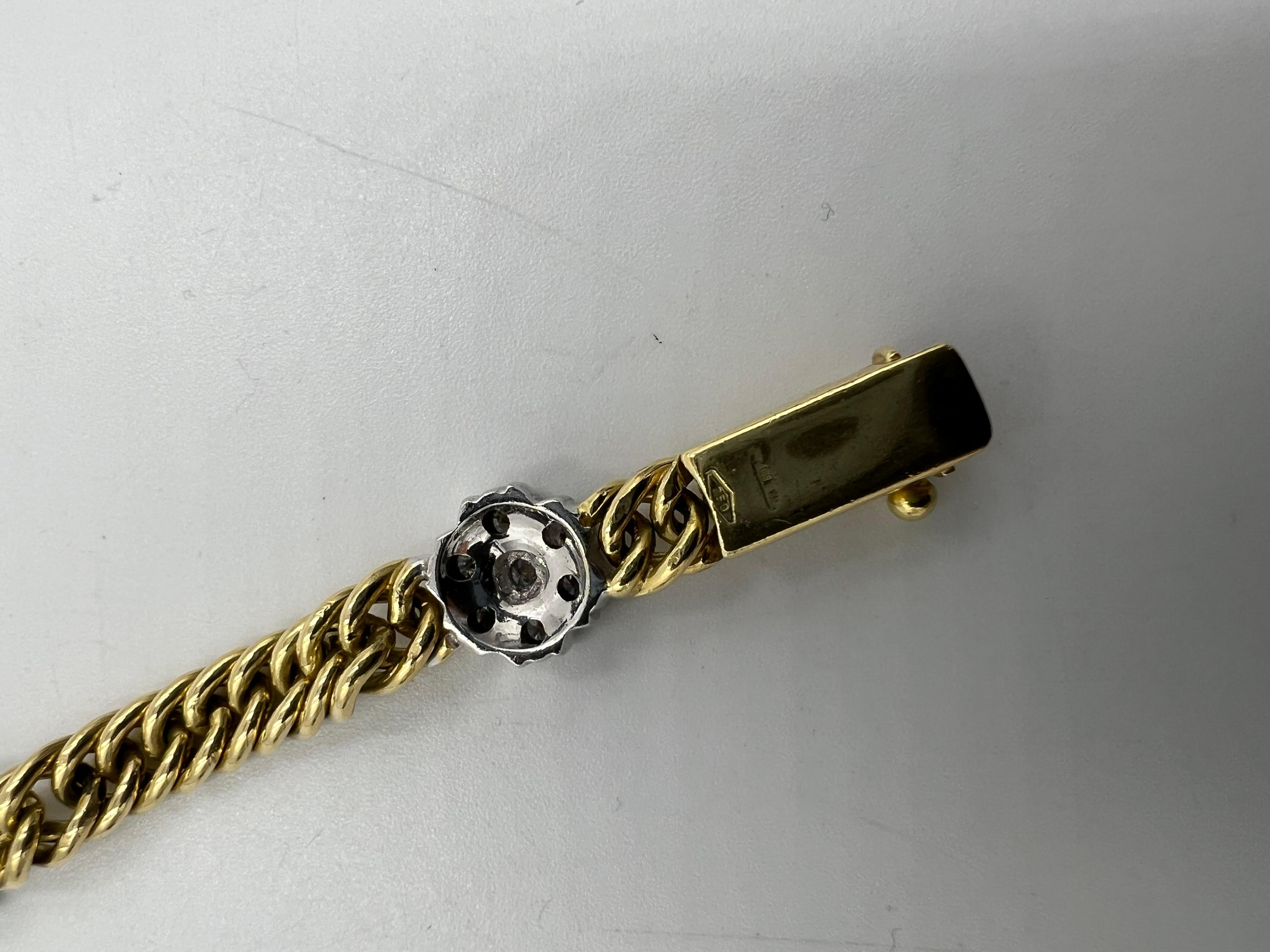 1970s Yellow Gold Diamond Link Bracelet For Sale 2