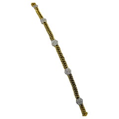 Vintage 1970s Yellow Gold Diamond Link Bracelet