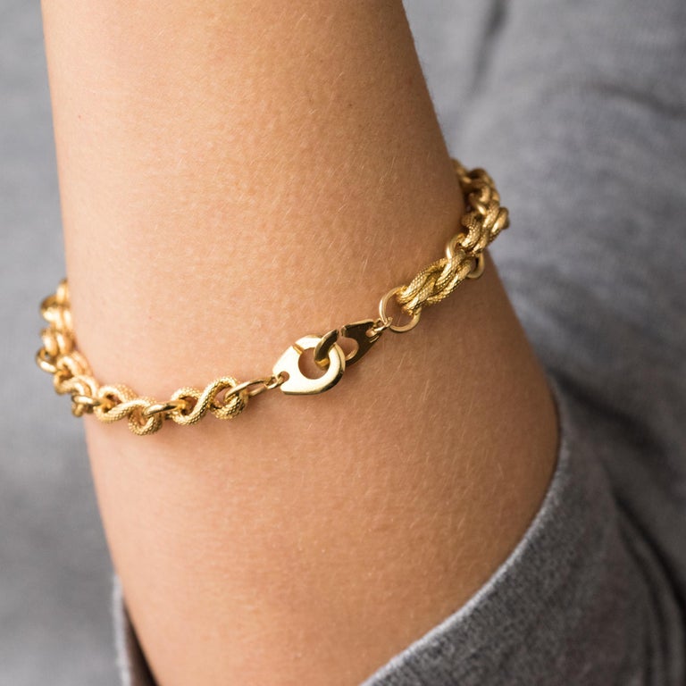 1970s Yellow Gold Handcuffs Link Bracelet at 1stDibs