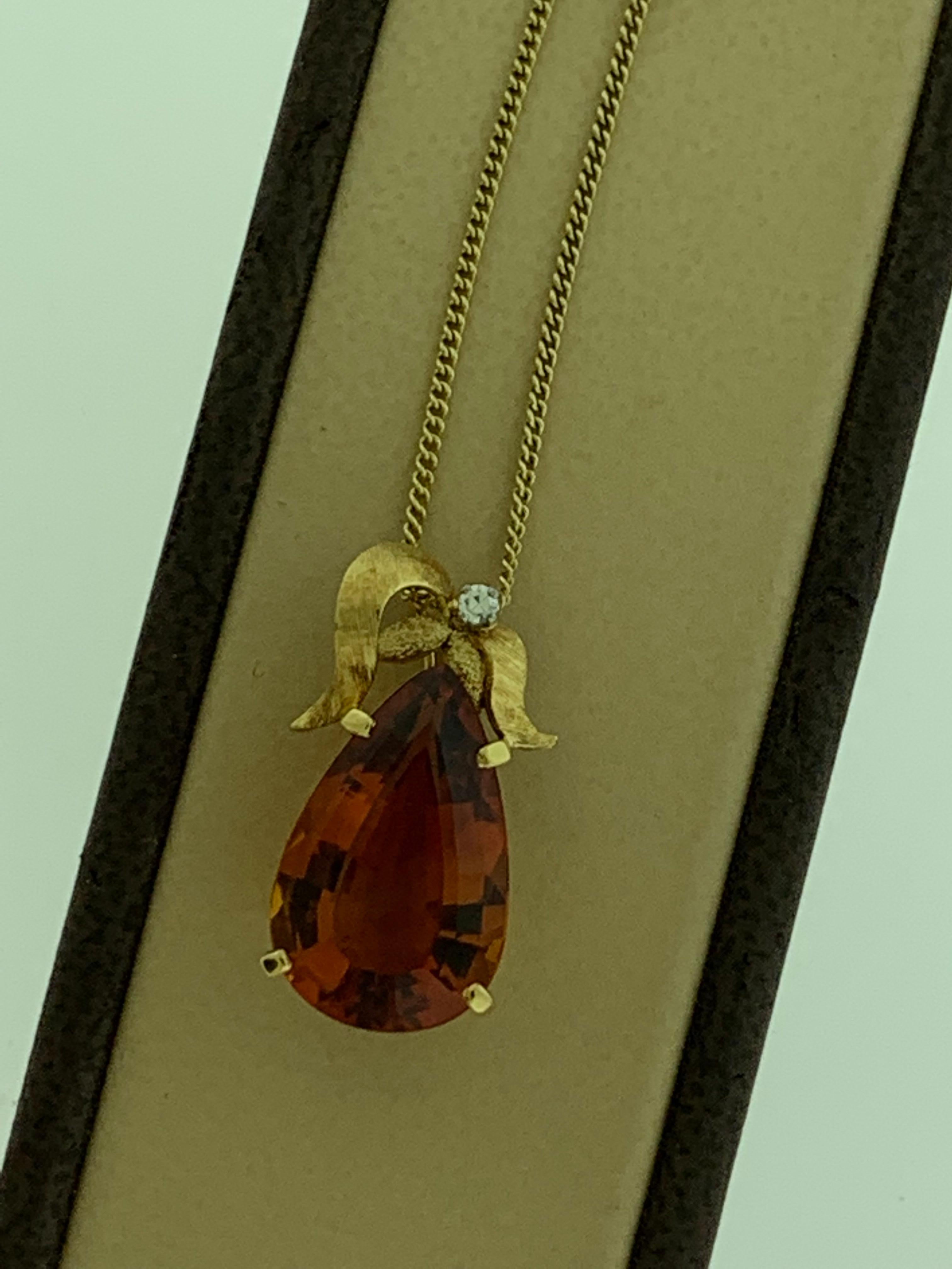 1970s Yellow Gold and Imperial Topaz Pendant Necklace by H Stern 18 Karat Gold 2