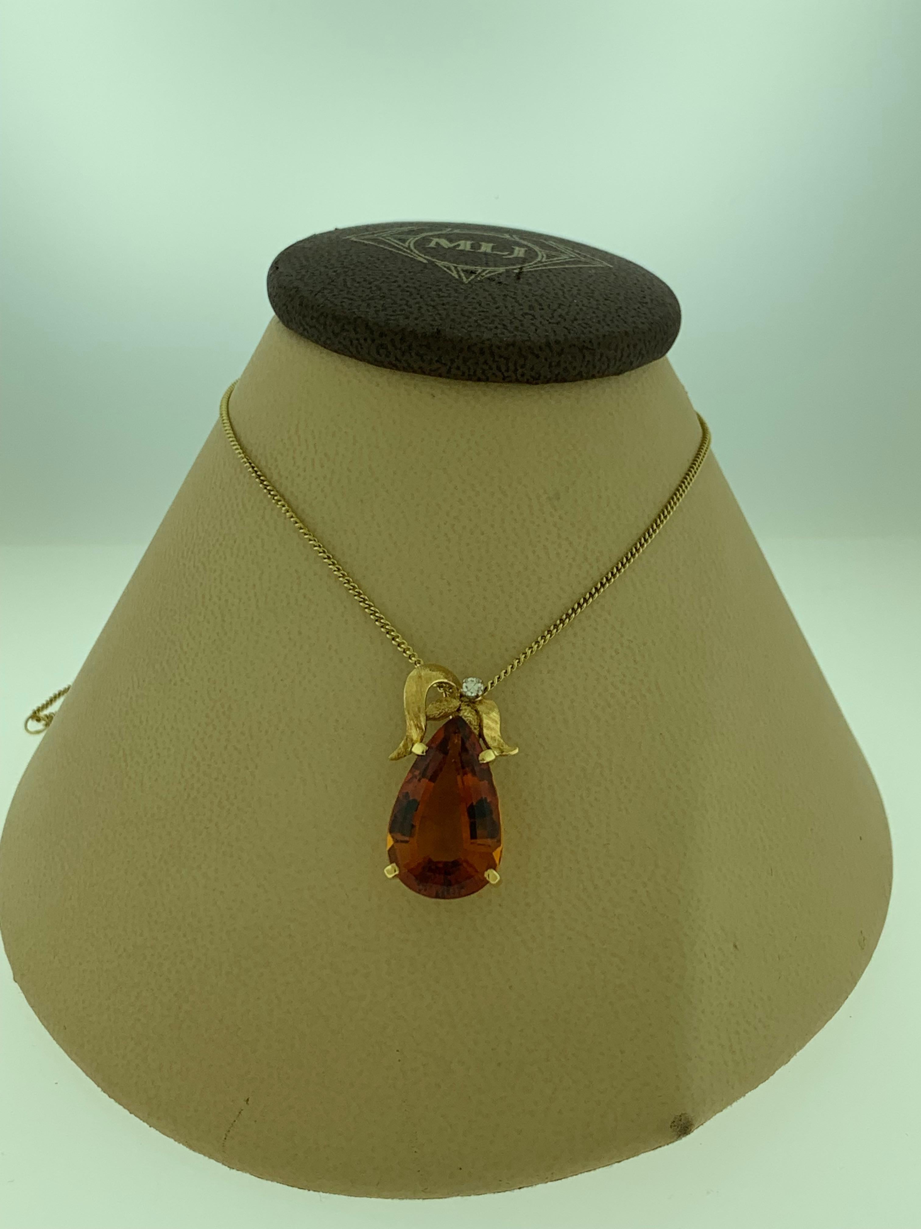 1970s Yellow Gold and Imperial Topaz Pendant Necklace by H Stern 18 Karat Gold 3