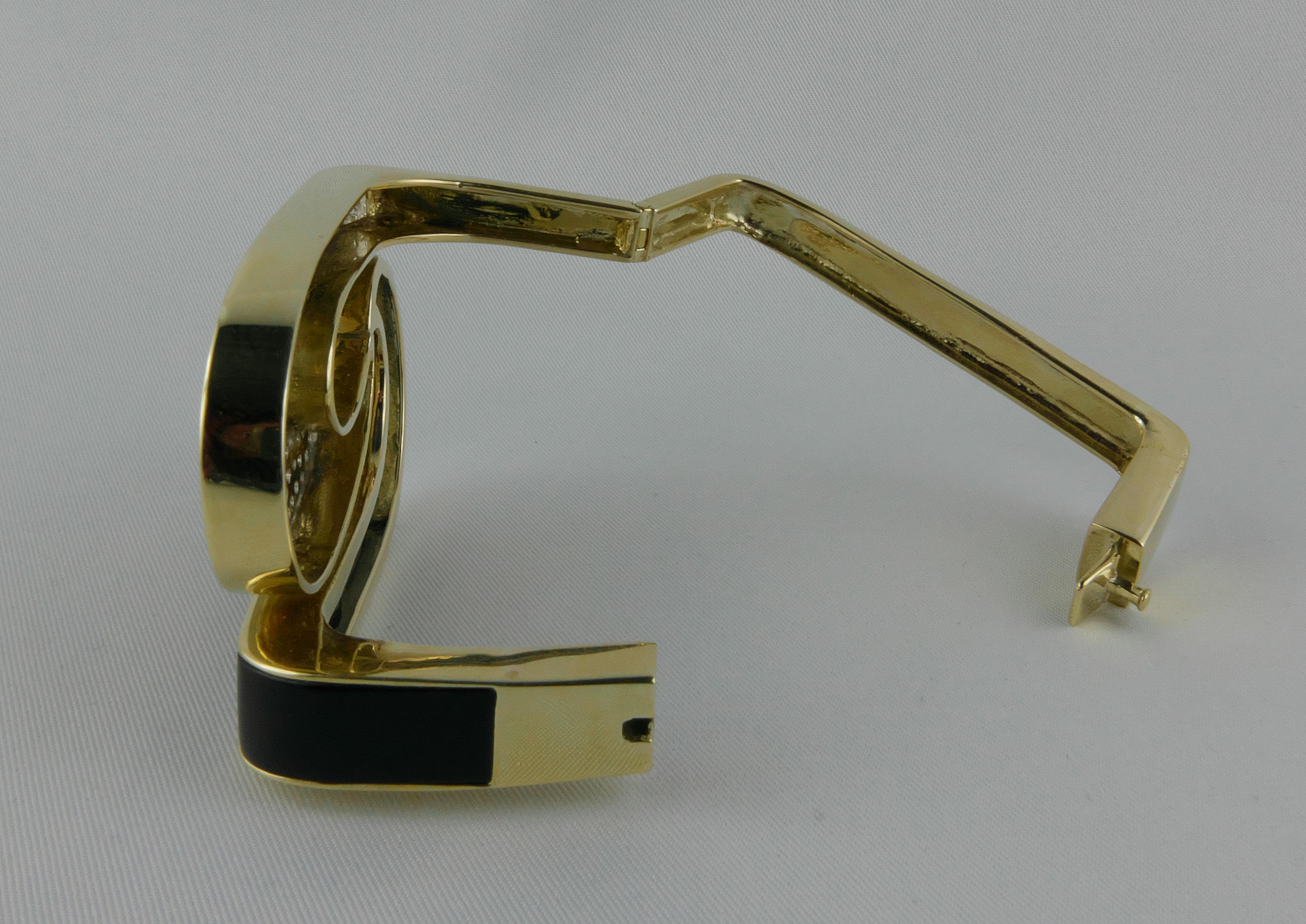 1970’s Yellow Gold Onyx and Diamond Bracelet 2