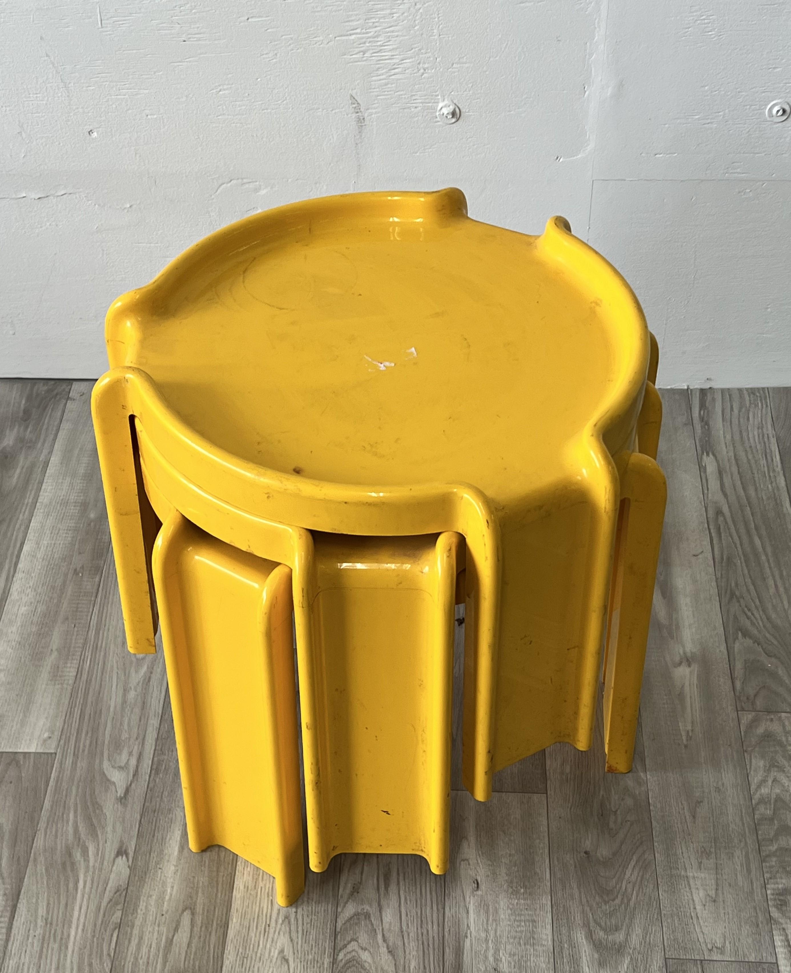 1970s Yellow Kartell Stacking Tables by Giotto Stoppino In Good Condition In Red Lion, PA