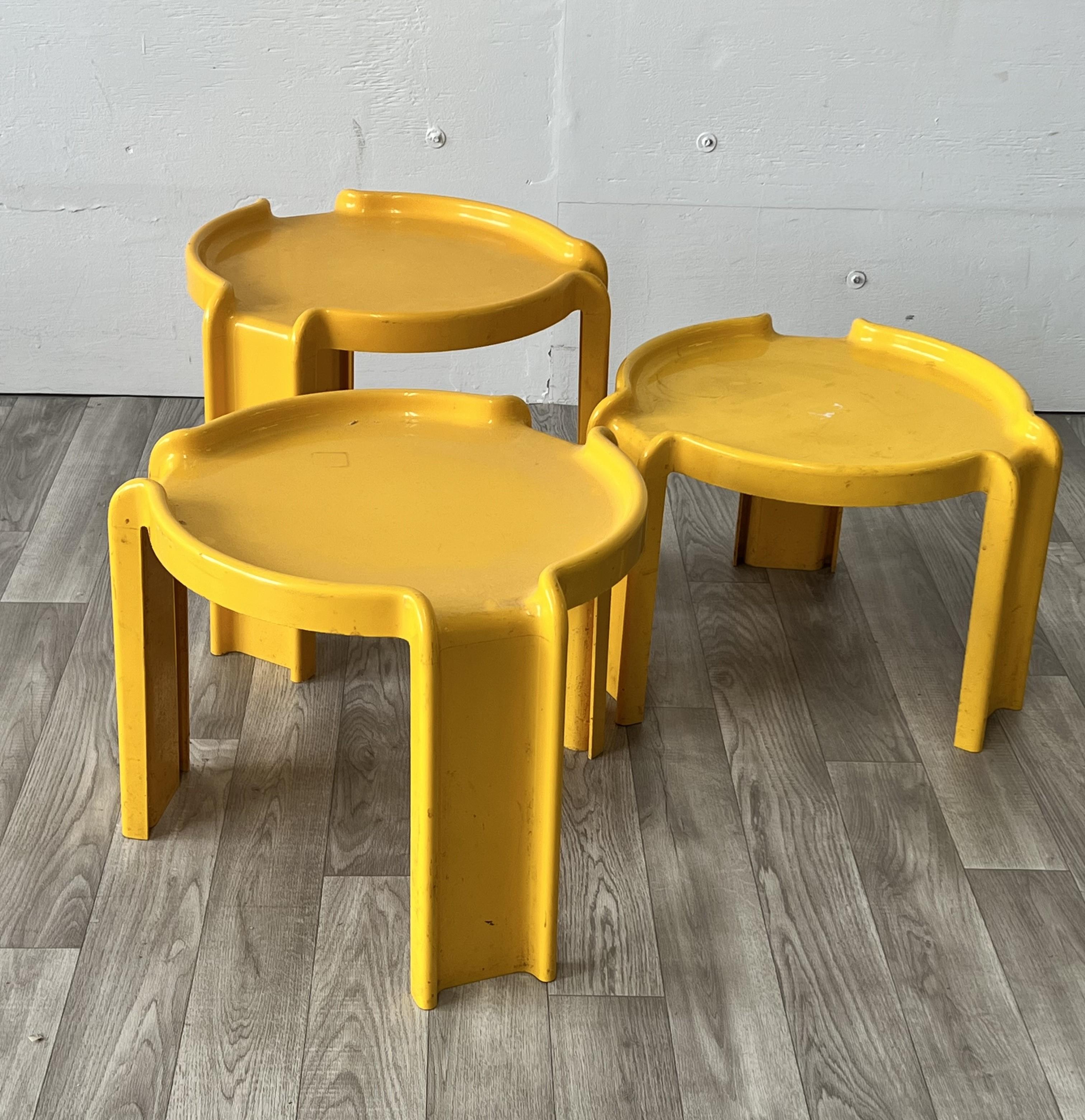 Late 20th Century 1970s Yellow Kartell Stacking Tables by Giotto Stoppino