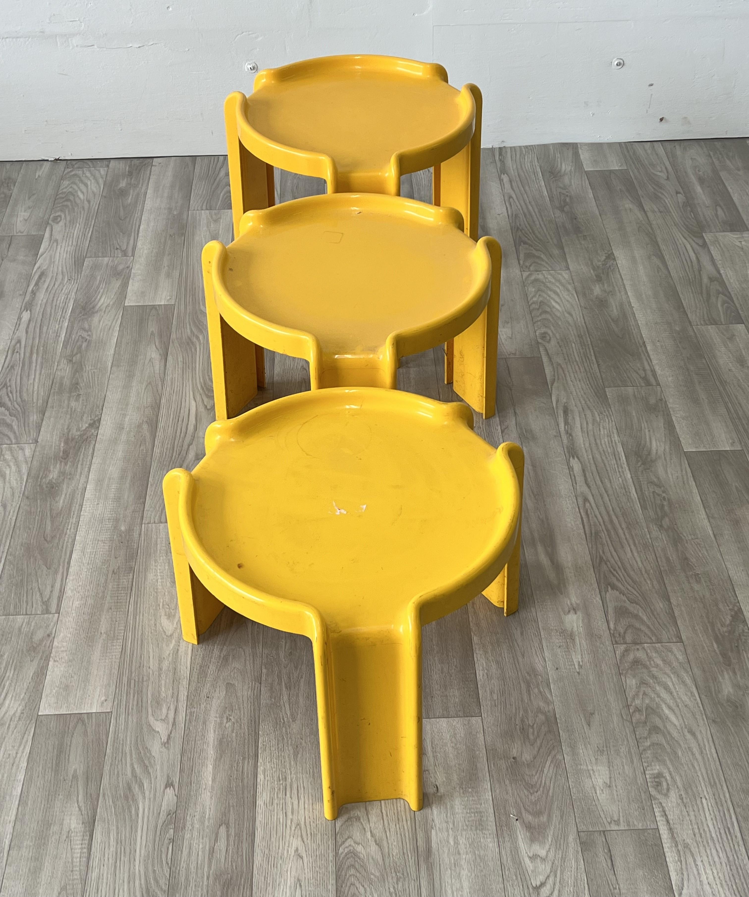 1970s Yellow Kartell Stacking Tables by Giotto Stoppino 1
