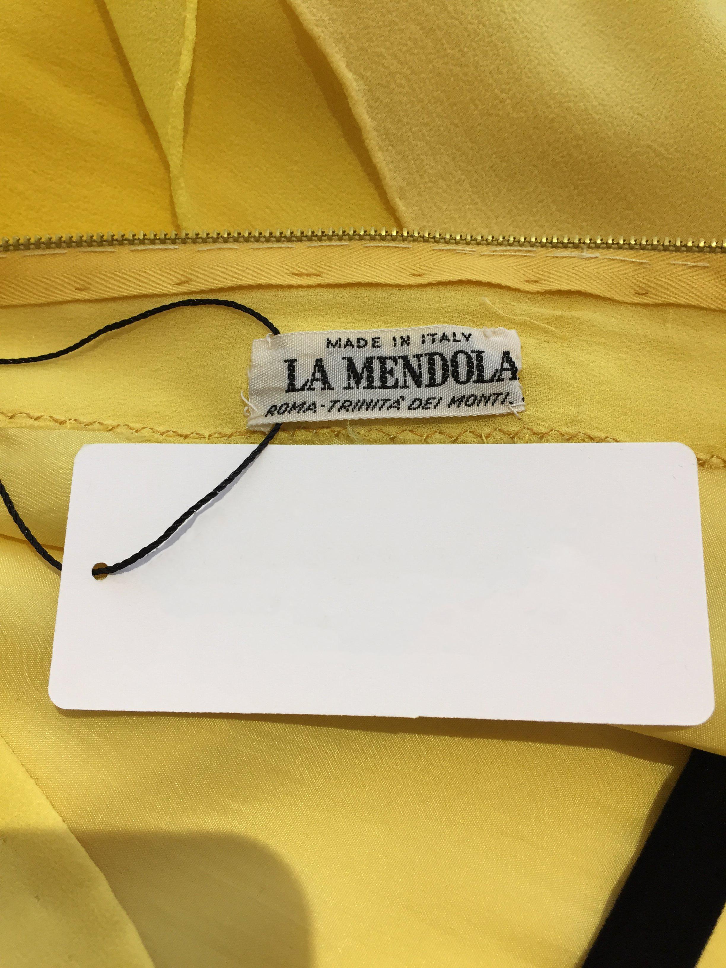1970s Yellow La Mendola Italy Silk Chiffon Gown 13