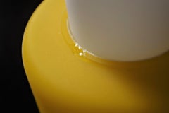 1970s Yellow Metal and Glass 3-Light Chandelier - Mid-Century Modern Elegance