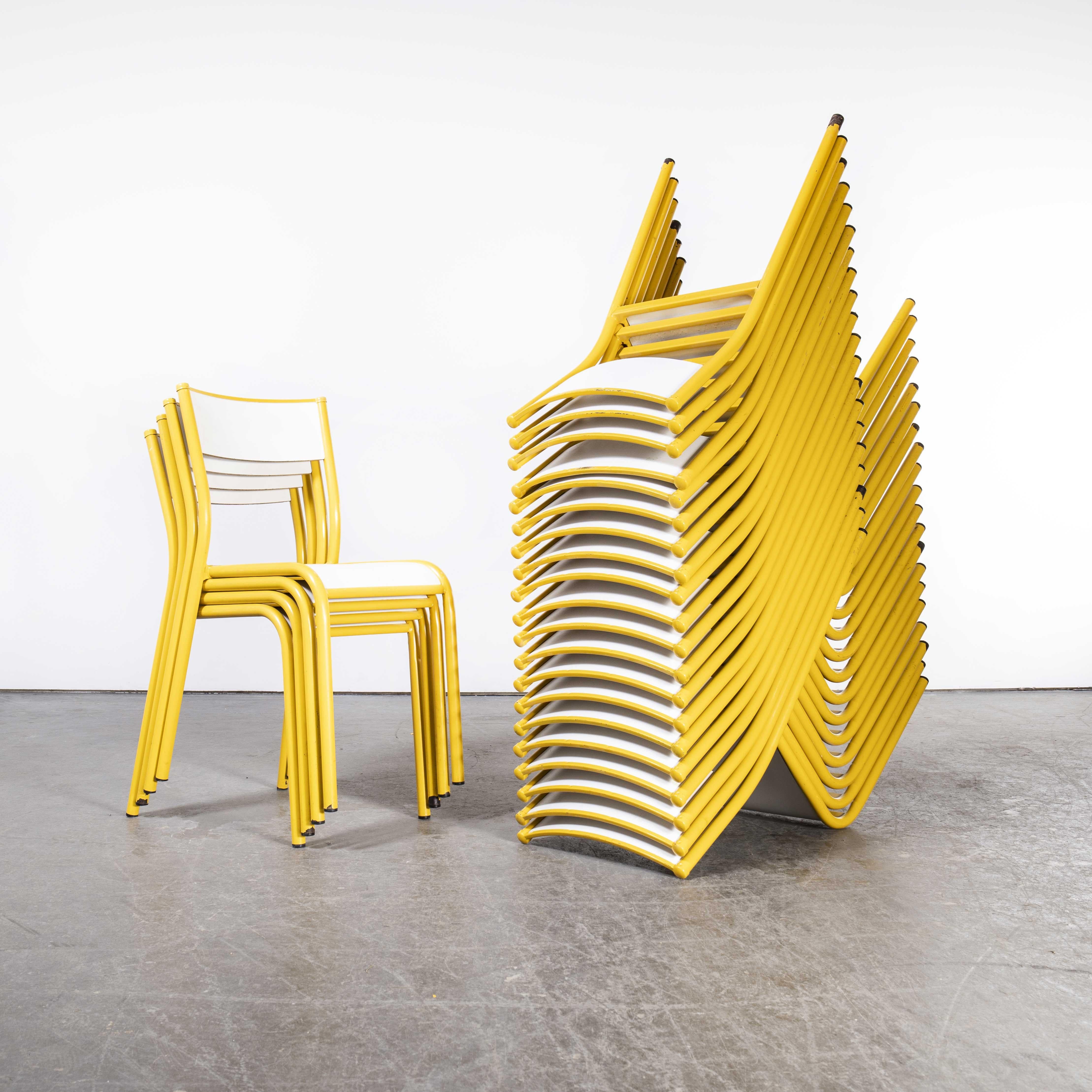 1970’s yellow mullca stacking dining chair – set of twenty four.
1970’s yellow mullca stacking dining chair – set of twenty four. One of our most favourite chairs, in 1947 Robert Muller and Gaston Cavaillon created the company that went on to