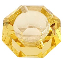 1970s Yellow Murano Glass Geometric Bowl