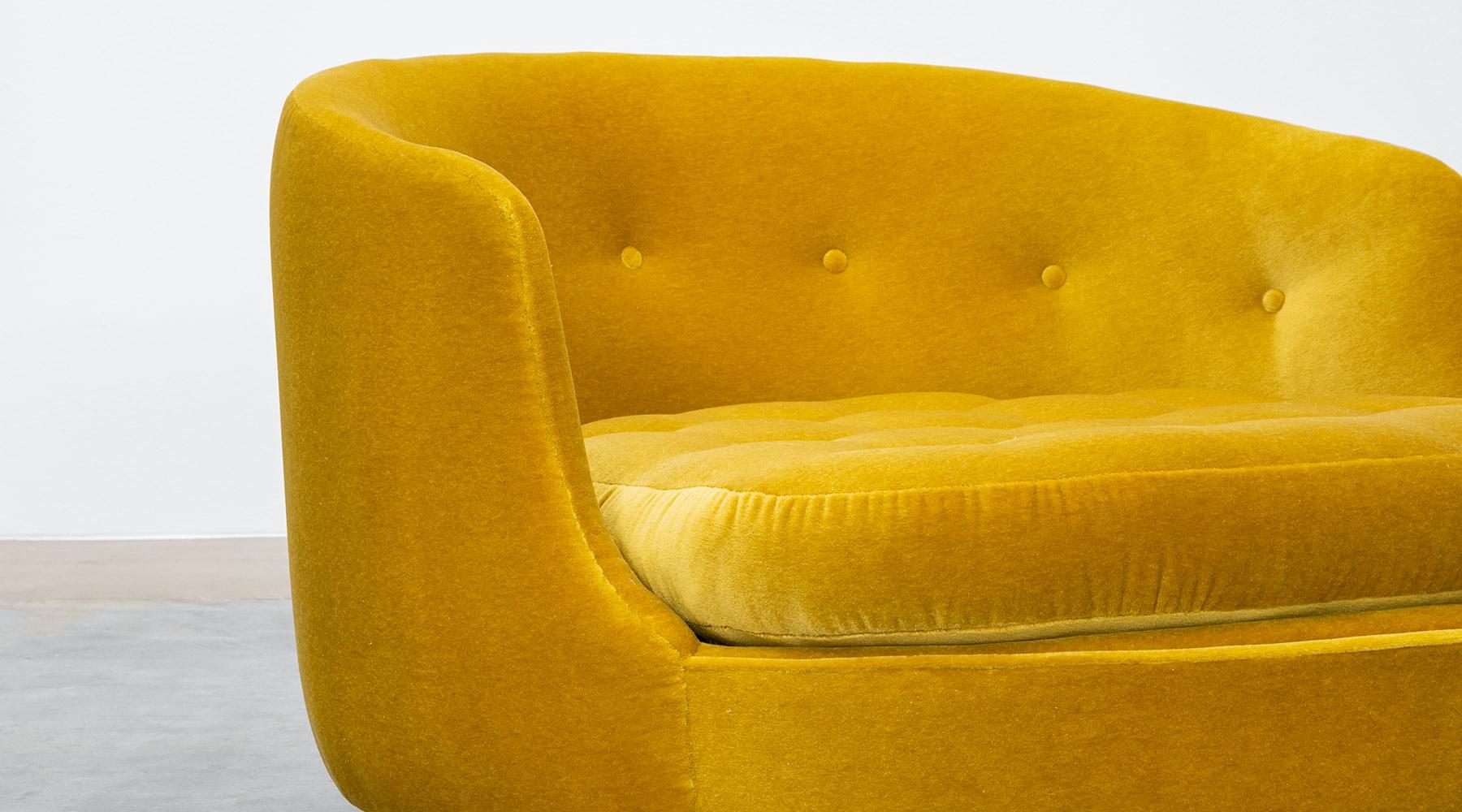 1970s Yellow New Upholstery Pair of Swivel Lounge Chair by Milo Baughman 10