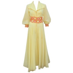 1970’s Yellow & Orange Palazzo Jumpsuit With Crochet Waist