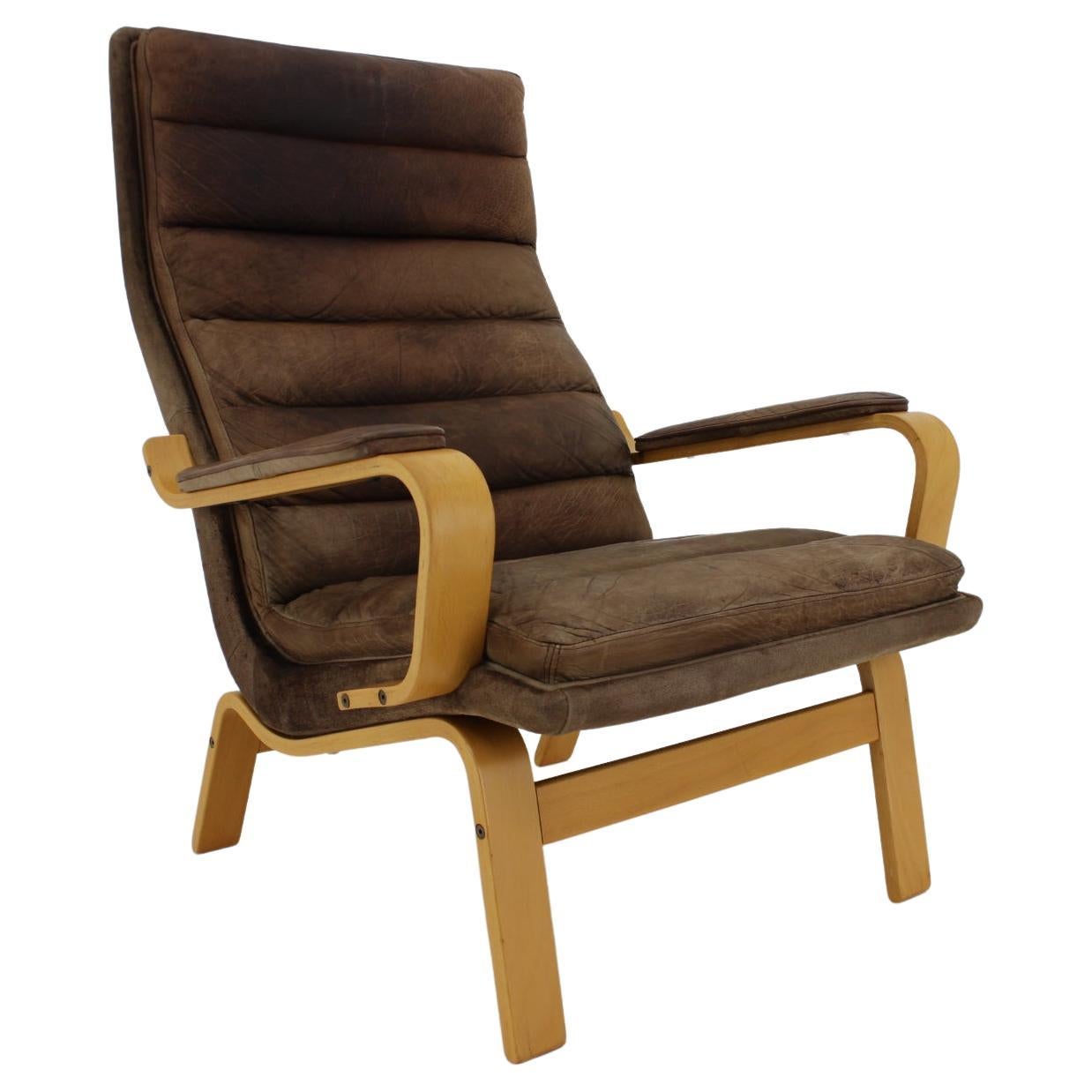 1970s Yngve Ekström "Contino" Leather Armchair, Sweden  For Sale