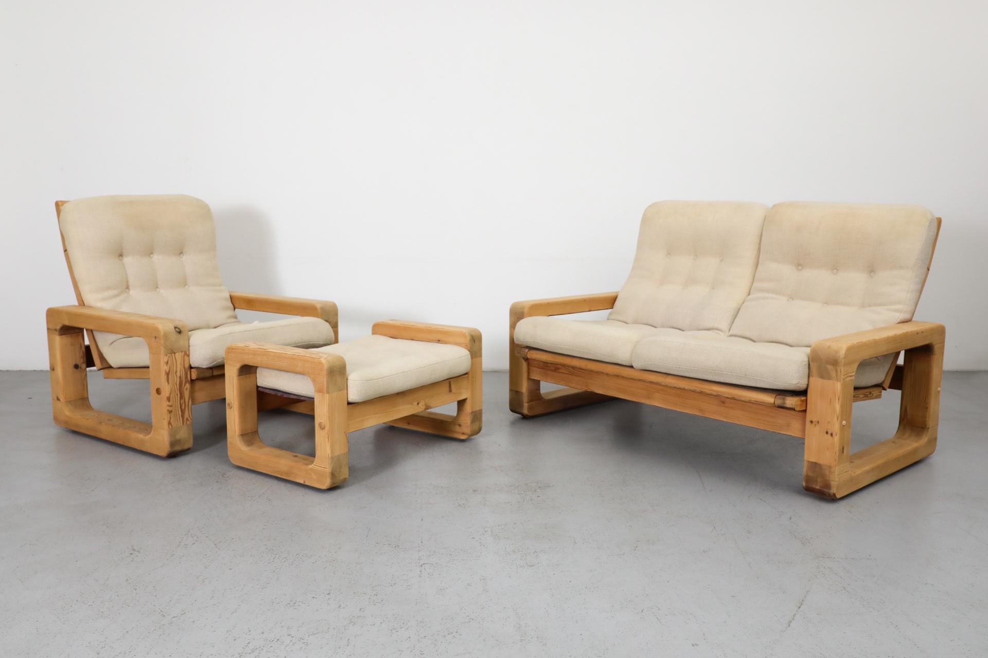 1970's Yngve Ekstrom Style Fat Pine Framed Reclining Easy Chair with Ottoman 12