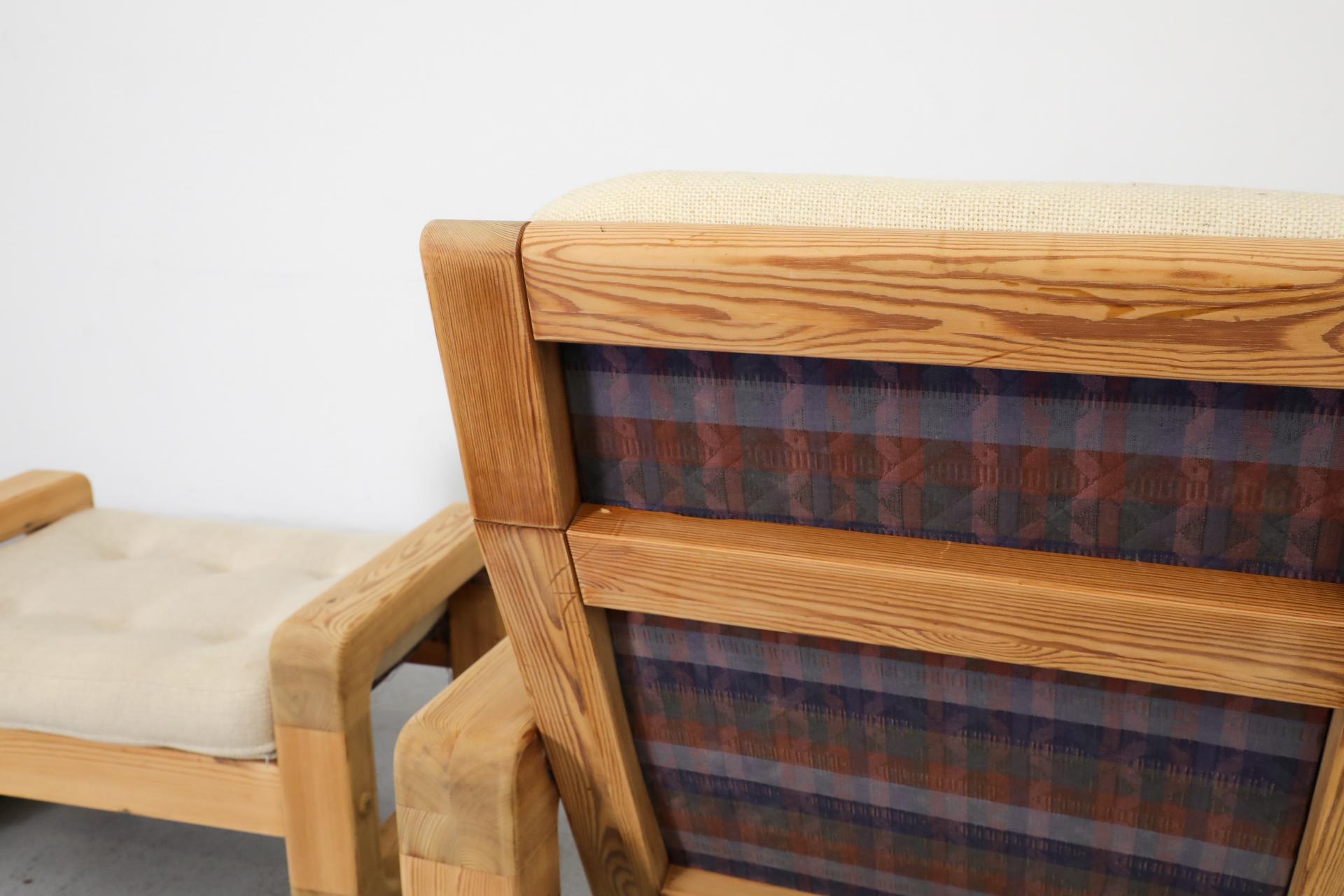 20th Century 1970's Yngve Ekstrom Style Fat Pine Framed Reclining Easy Chair with Ottoman