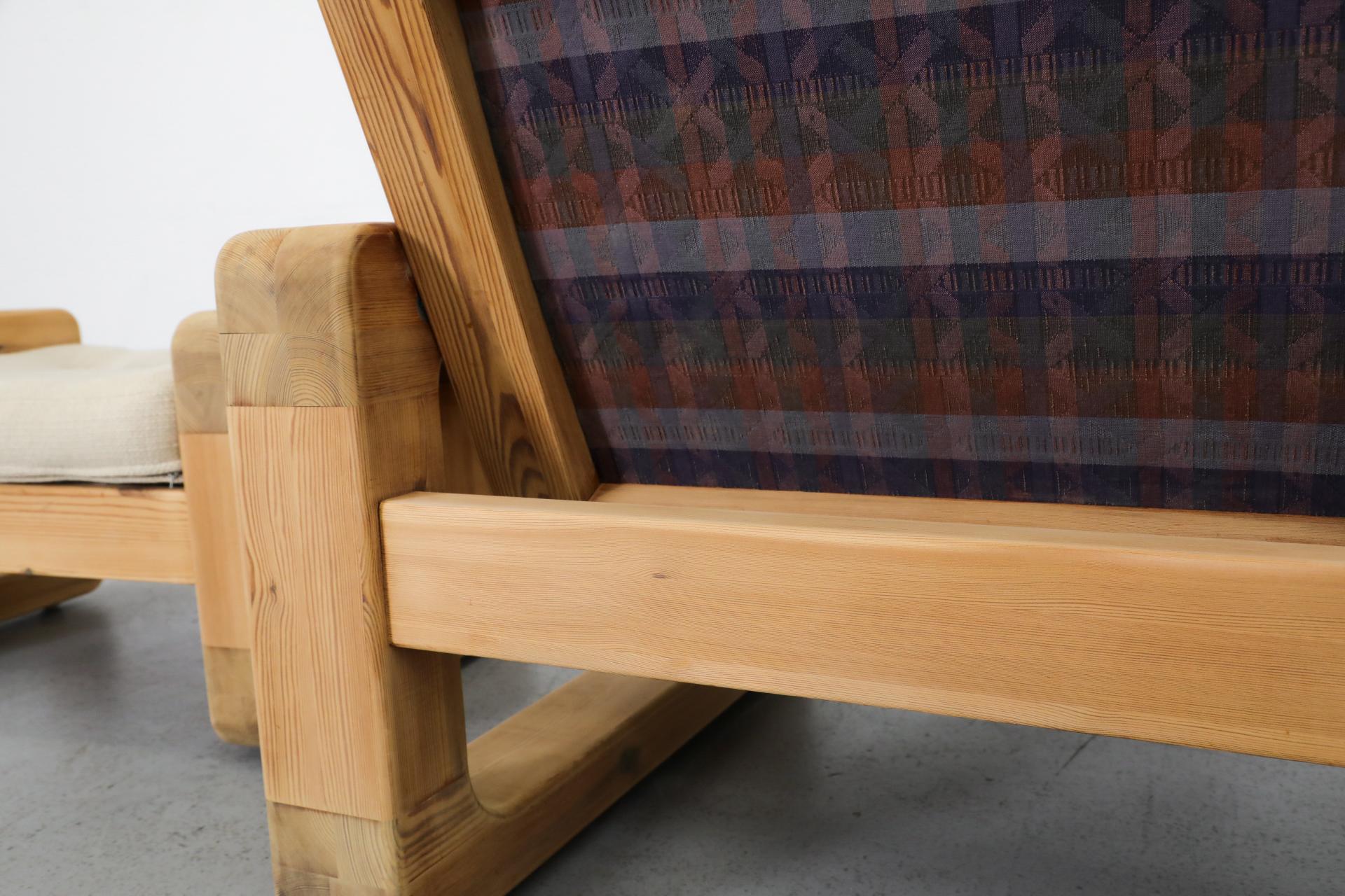 Upholstery 1970's Yngve Ekstrom Style Fat Pine Framed Reclining Easy Chair with Ottoman