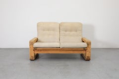 1970's Yngve Ekstrom Style Fat Pine Framed Reclining Sofa with White Upholstery