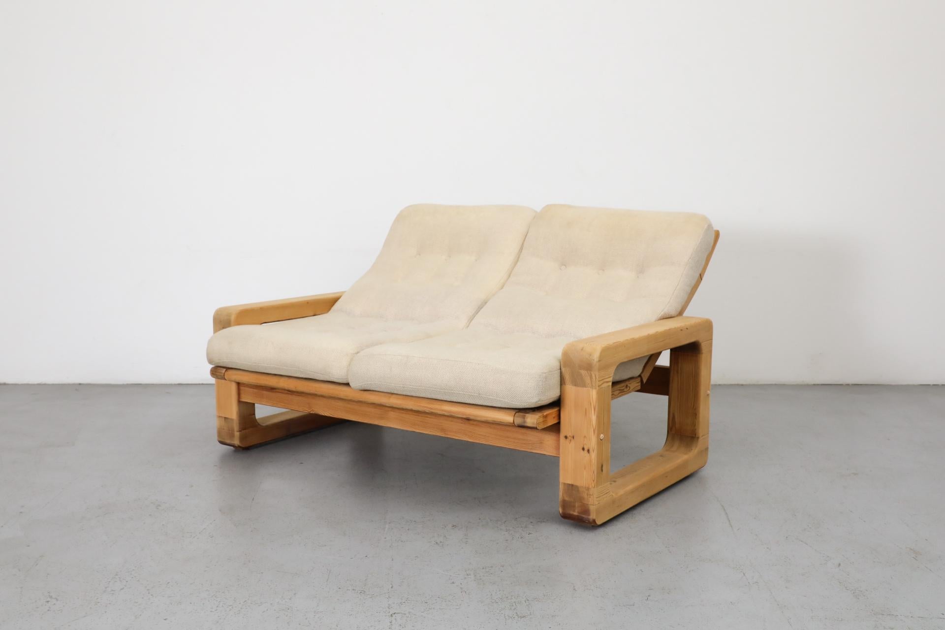 Sofá reclinable de pino gordo estilo Yngve Ekstrom de los años 70 con tapicería blanca en Bueno estado para la venta en Los Angeles, CA