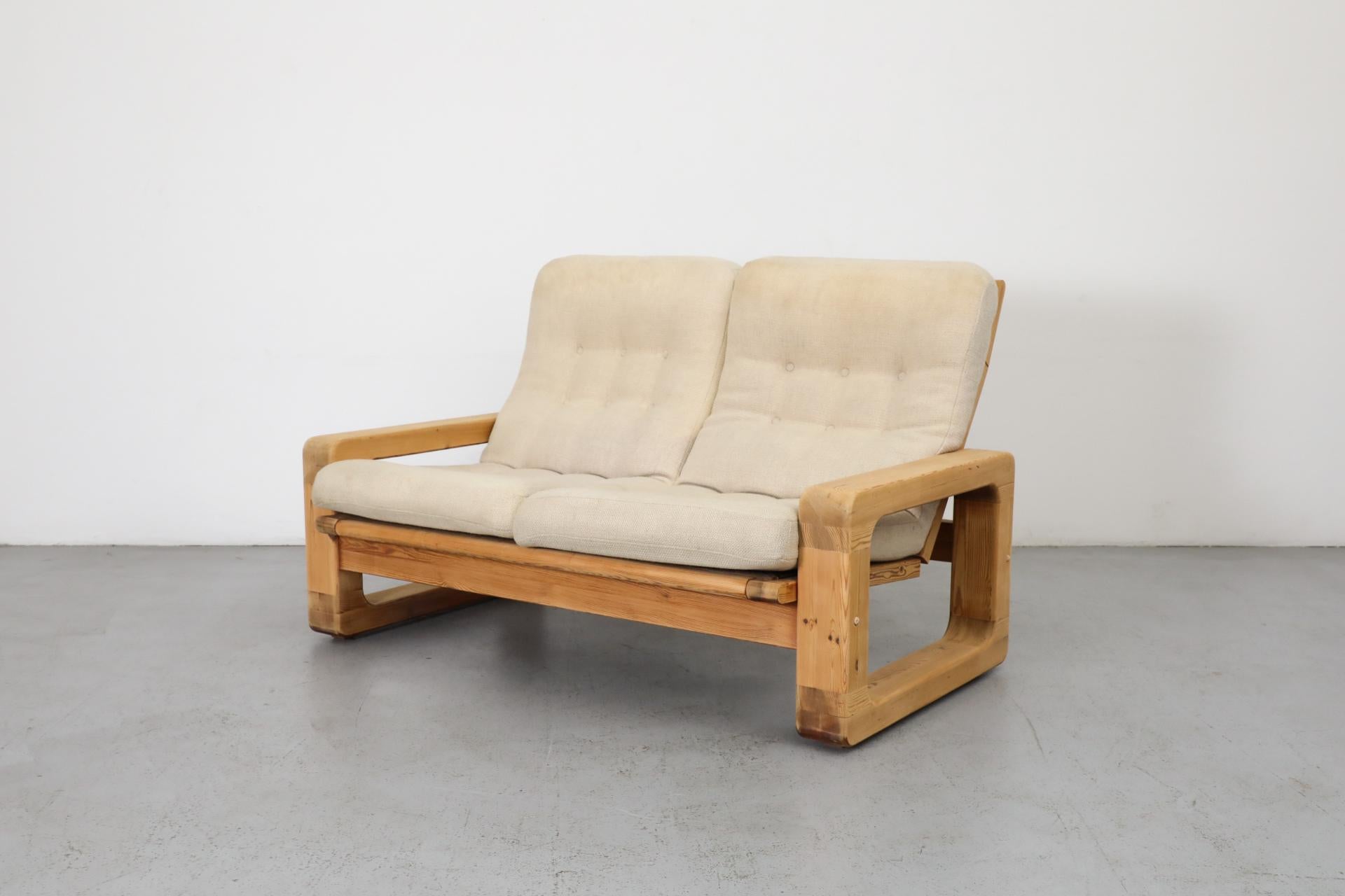 Sofá reclinable de pino gordo estilo Yngve Ekstrom de los años 70 con tapicería blanca siglo XX en venta