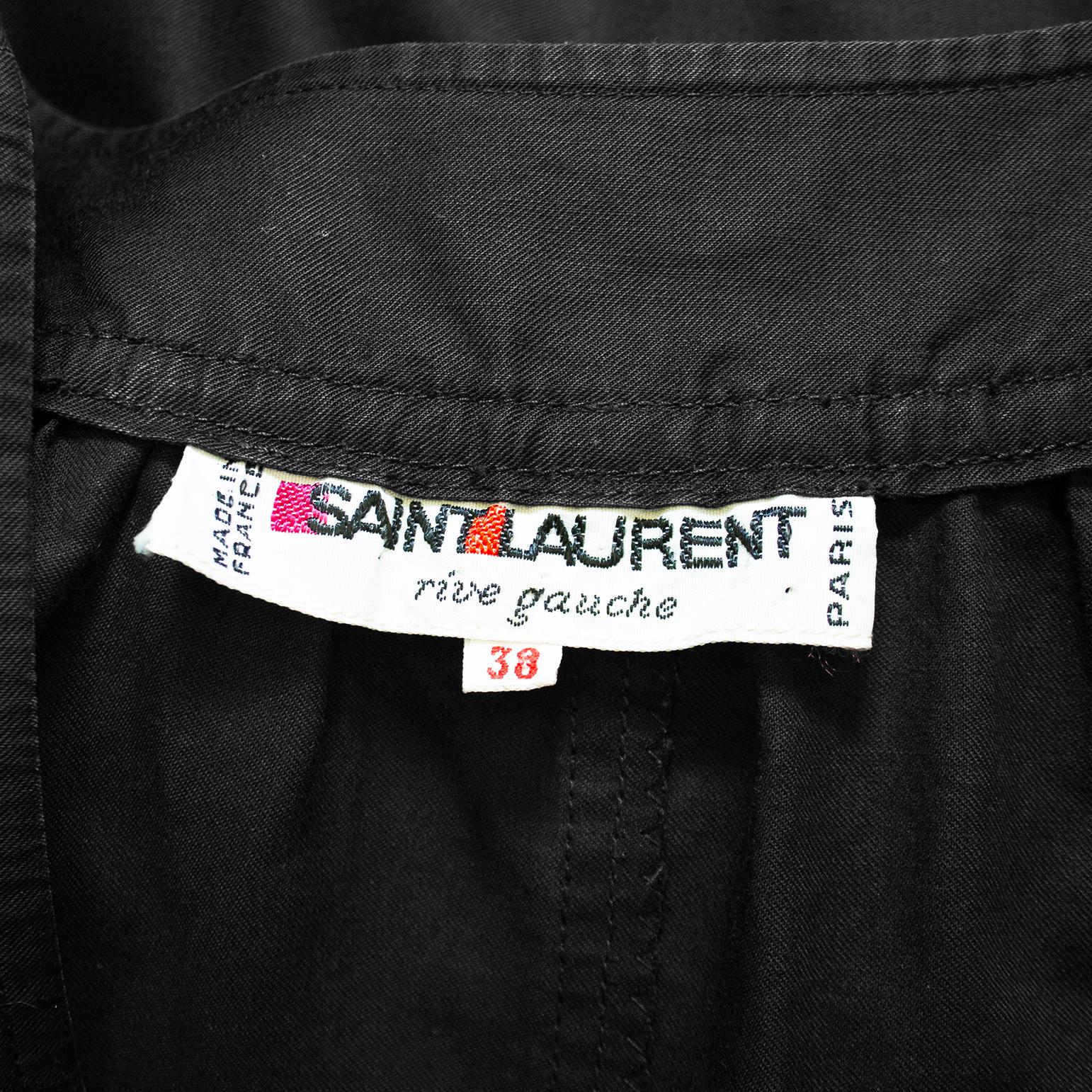 1970s YSL Black Cotton Peasant Style Dress For Sale 2