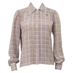 1970s YSL Printed Silk Blouse