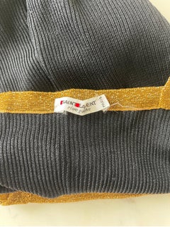 1970s YSL Yves Saint Laurent Black + Gold Silk Knit Metallic 70s Disco Top Shirt