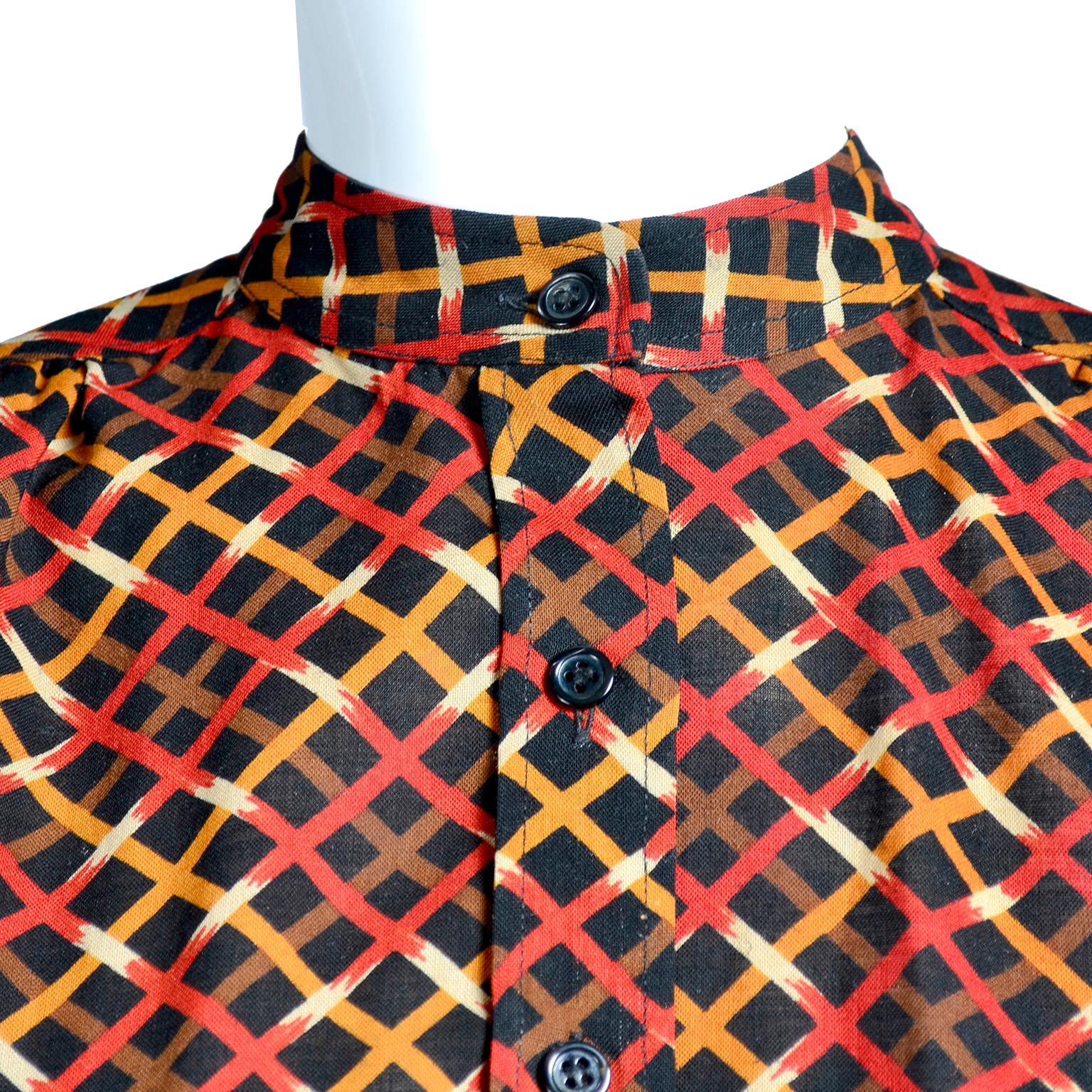 1970s YSL Yves Saint Laurent Russian Collection Plaid Skirt Blouse & Sweater Set For Sale 3