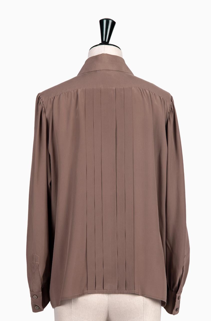 taupe silk blouse