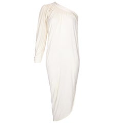 Abito in jersey di seta crema Yuki Couture degli anni '70