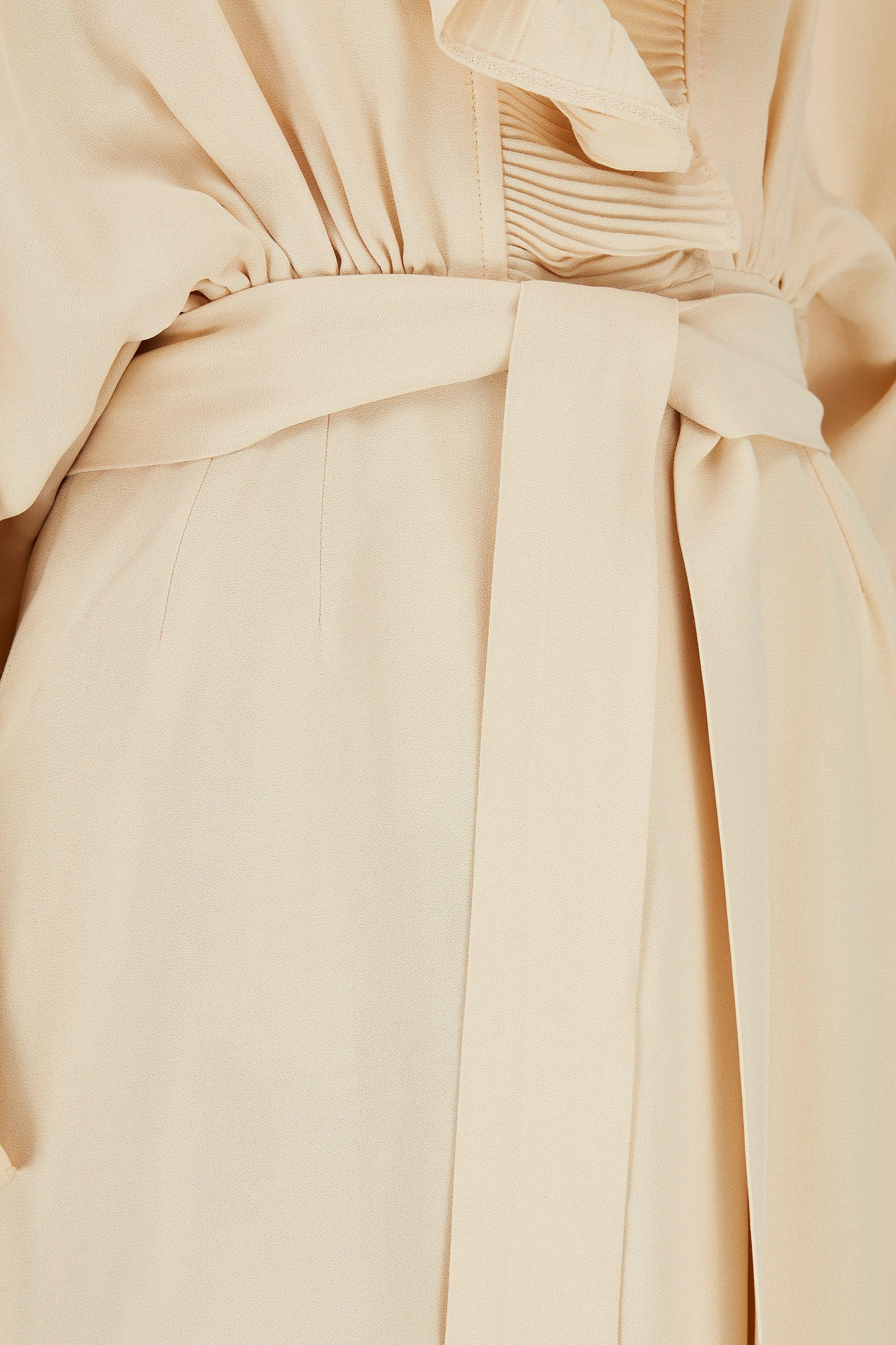 1970s Yuki for Rembrandt Cream Crepe Dress In Good Condition For Sale In London, GB