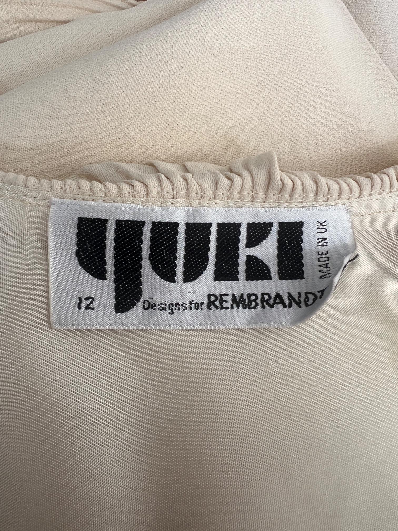 Women's 1970s Yuki for Rembrandt Cream Crepe Dress For Sale